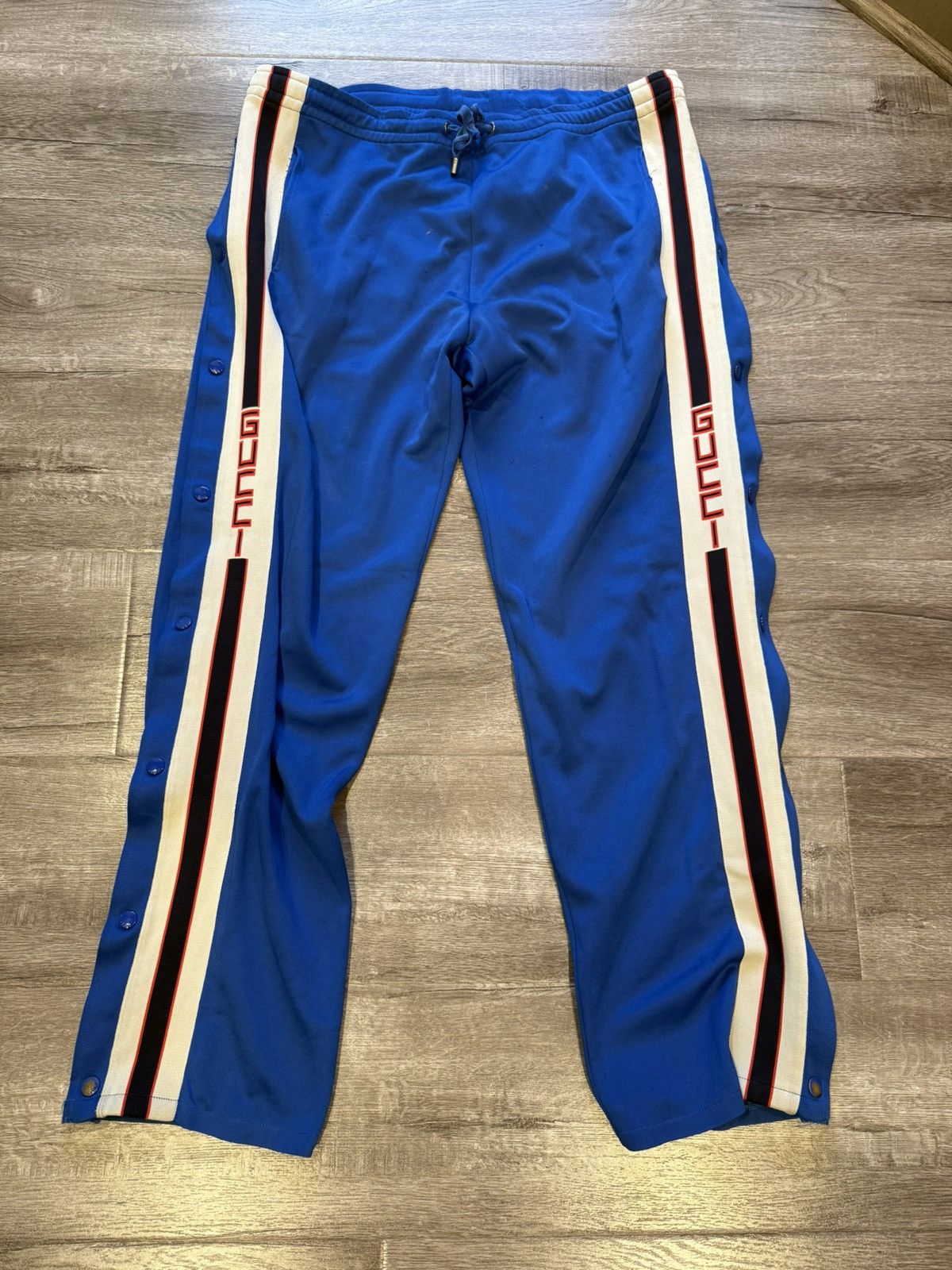 Gucci Gucci Blue Logo Side Stripe Track Pants Size US 34 / EU 50 - 1 Thumbnail