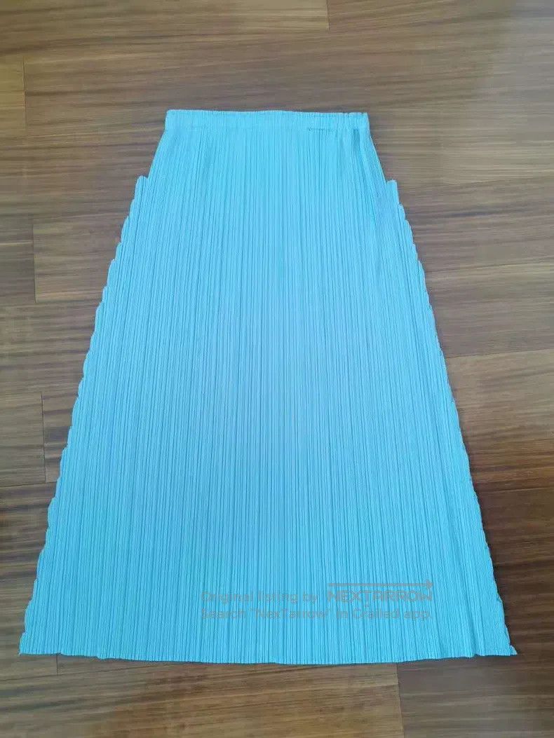 Issey Miyake Issey Miyake size:3 Sawtooth Edge Water Blue Long Dress Size 22" - 3 Thumbnail