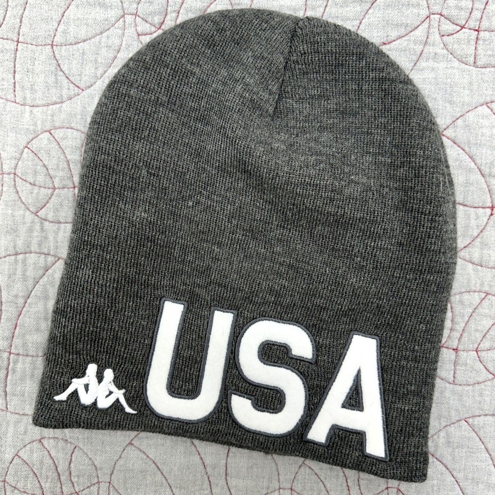 Kappa Kappa Beanie Hat Mens One Size Charcoal USA Embroidered Omini Wool Acrylic Knit Winter Sport / Vintage? No - Classic 6Cento Wabato2 Size ONE SIZE - 2 Thumbnail