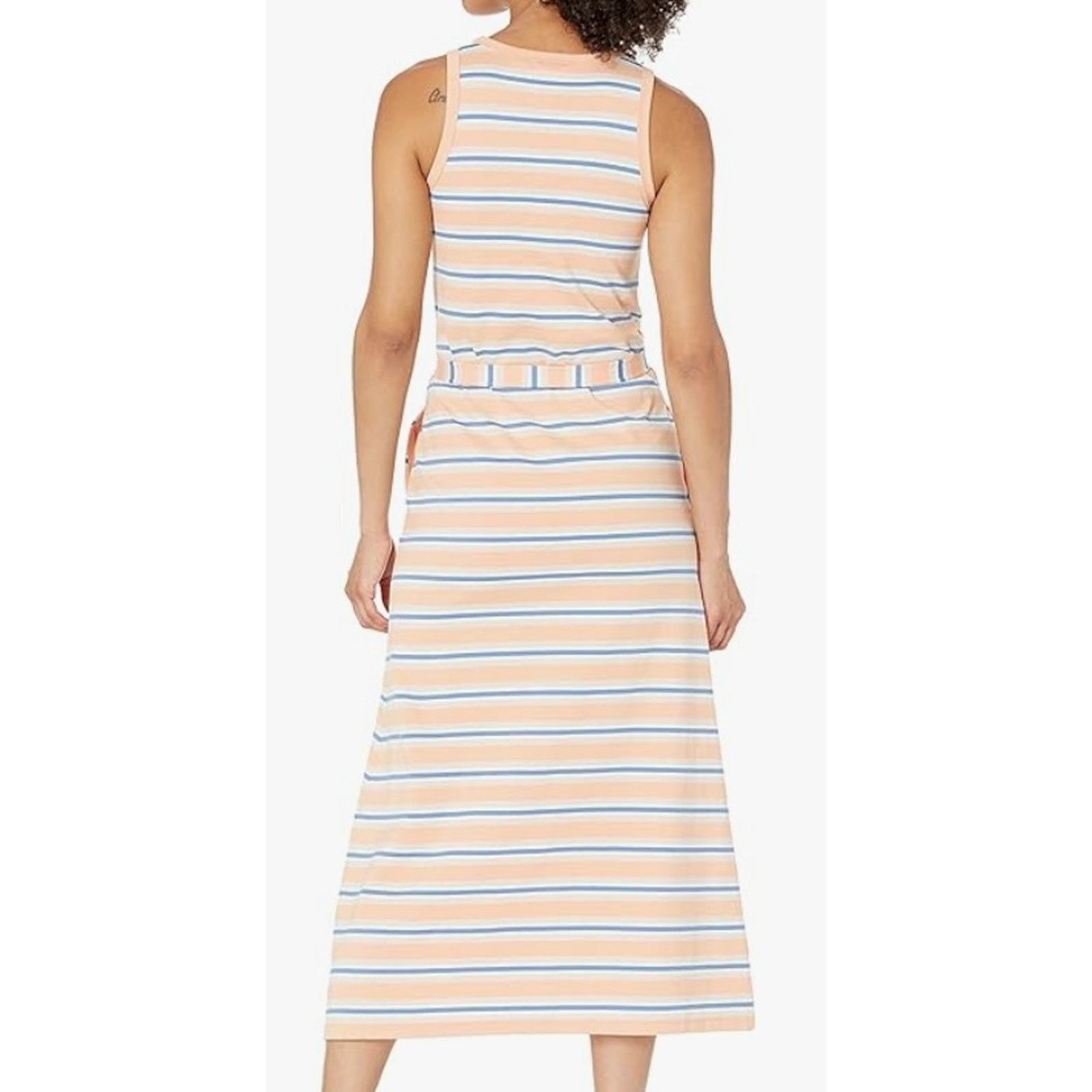 Lacoste Lacoste Women's Sleeveless Striped Belt Maxi Dress Orange 6 Size M / US 6-8 / IT 42-44 - 3 Thumbnail