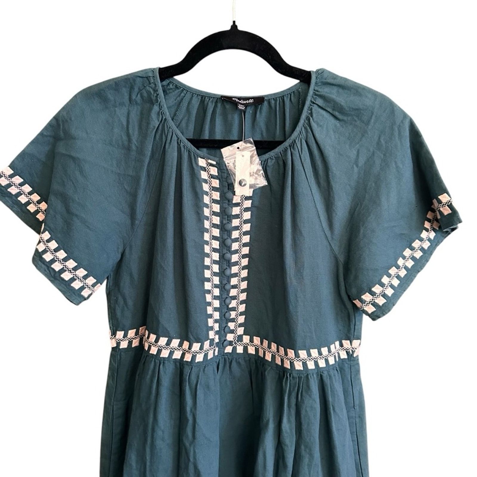 Madewell NWT Madewell NWT Linen Blend Flutter Sleeve Mini Dress Size XXS / US 00 / IT 34 - 7 Thumbnail