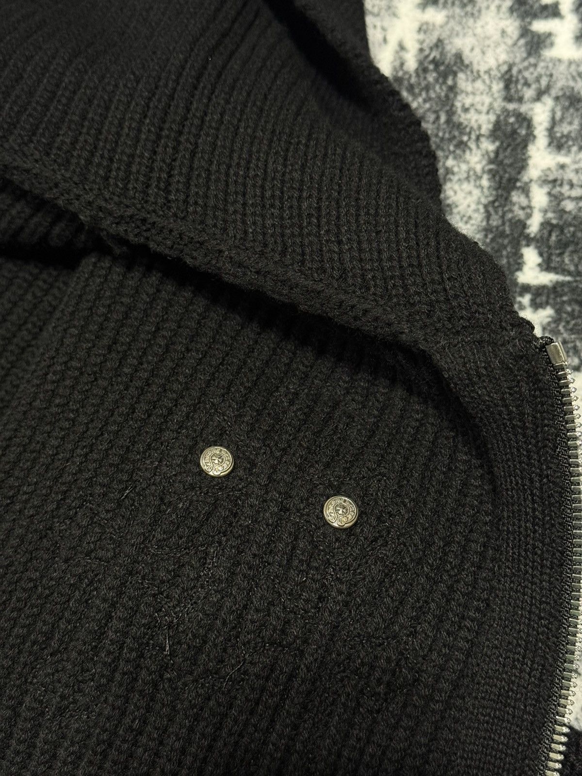 Chrome Hearts Cemetery Cross Patch Zip Up Cashmere Knit Hoodie Size US L / EU 52-54 / 3 - 5 Thumbnail