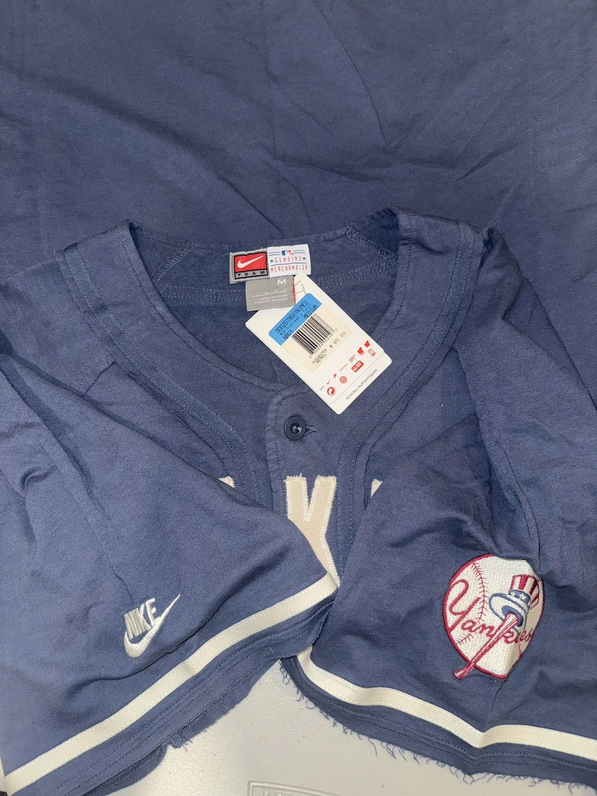 New York Yankees × Nike × Vintage Vintage NWT Nike Team New York Yankees Oversized Jersey Size US XL / EU 56 / 4 - 3 Thumbnail