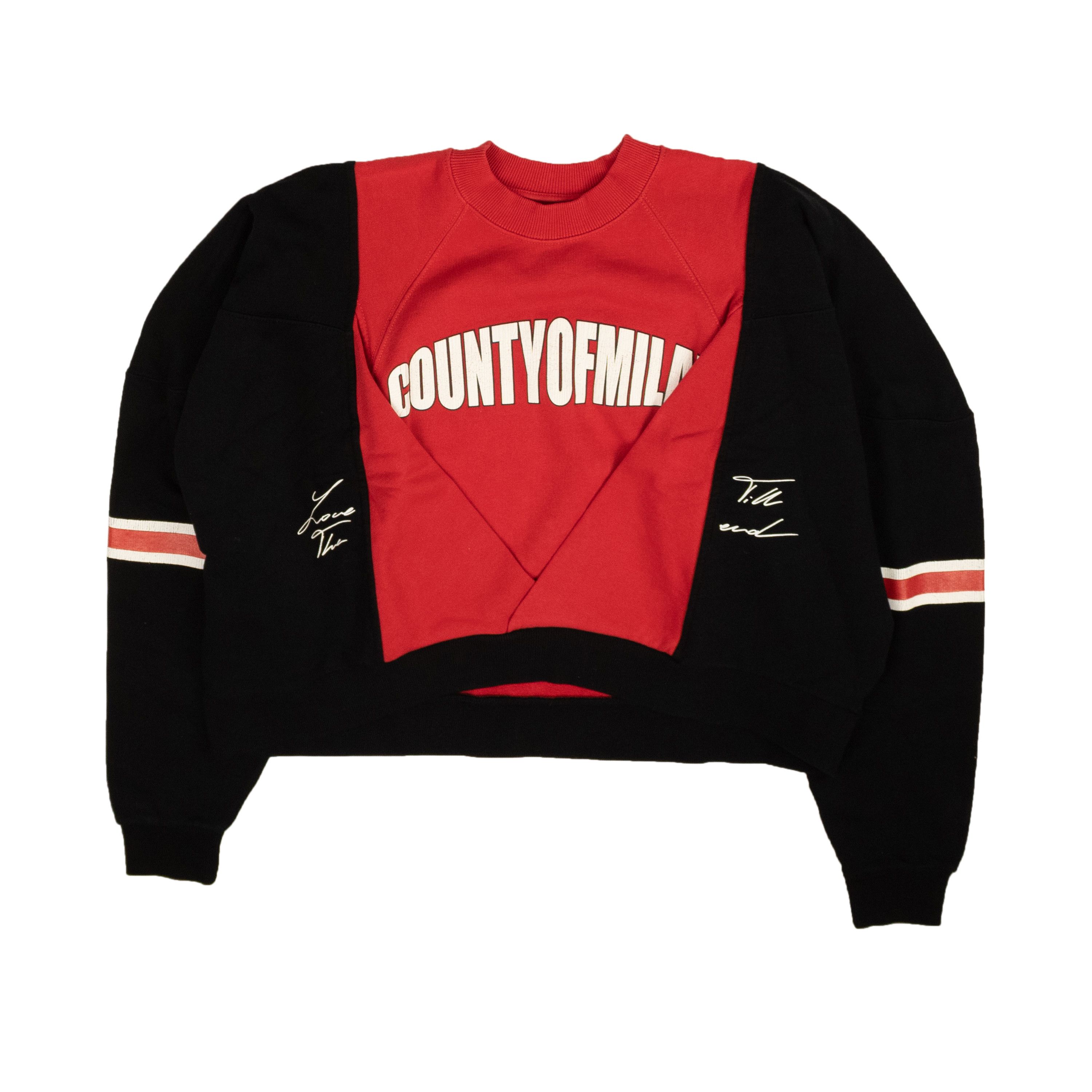 image of Marcelo Burlon Black & Red Block Color Over Crewneck Size S, Women's