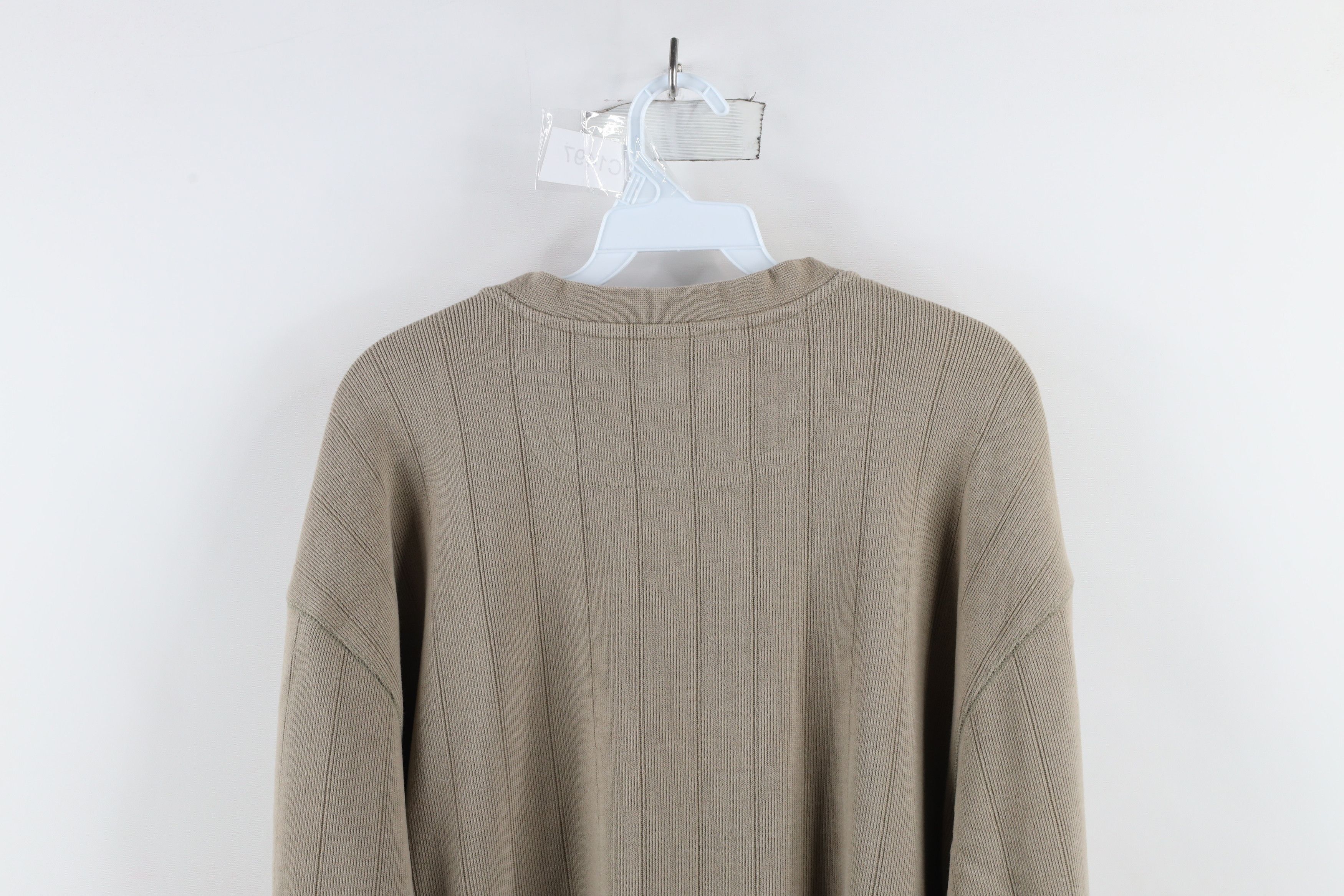 Columbia × Vintage Vintage Columbia Spell Out Ribbed Knit V-Neck Sweater Beige Size US XXL / EU 58 / 5 - 9 Thumbnail