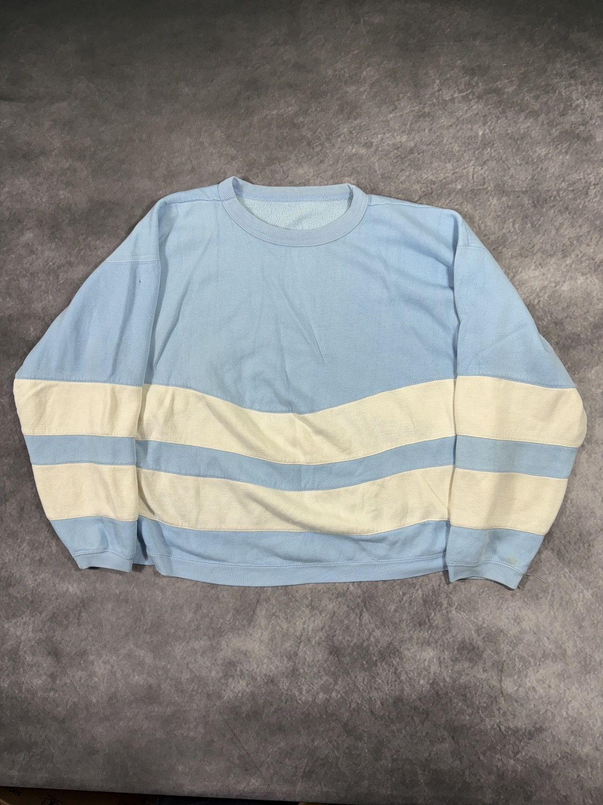 Vintage 80s Vintage Sweatshirt Crewneck Pullover Striped Cropped Size US S / EU 44-46 / 1 - 1 Thumbnail