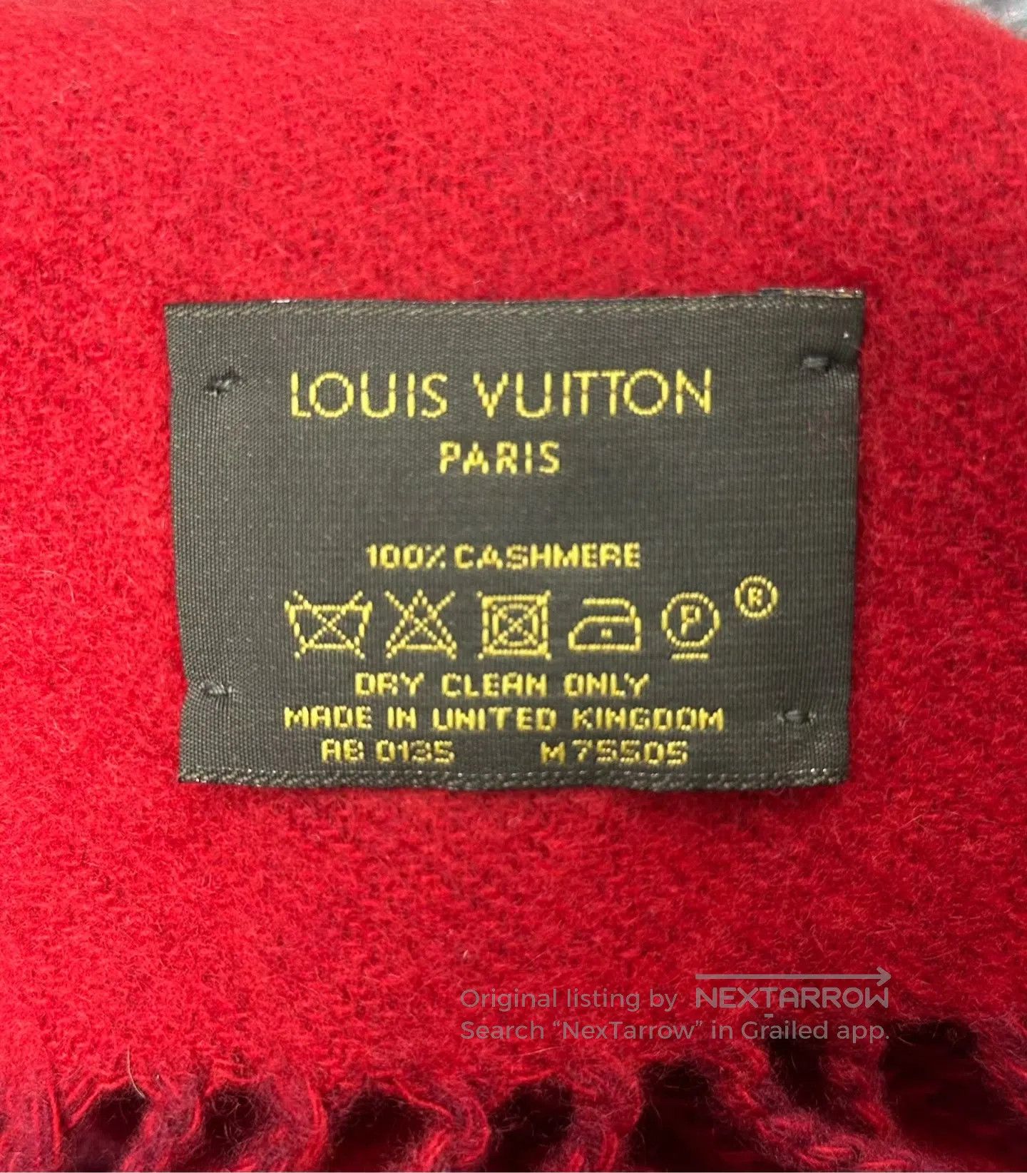 Louis Vuitton Louis Vuitton Red Printed Logo Double-Sided Cashmere Scarf Size ONE SIZE - 4 Thumbnail