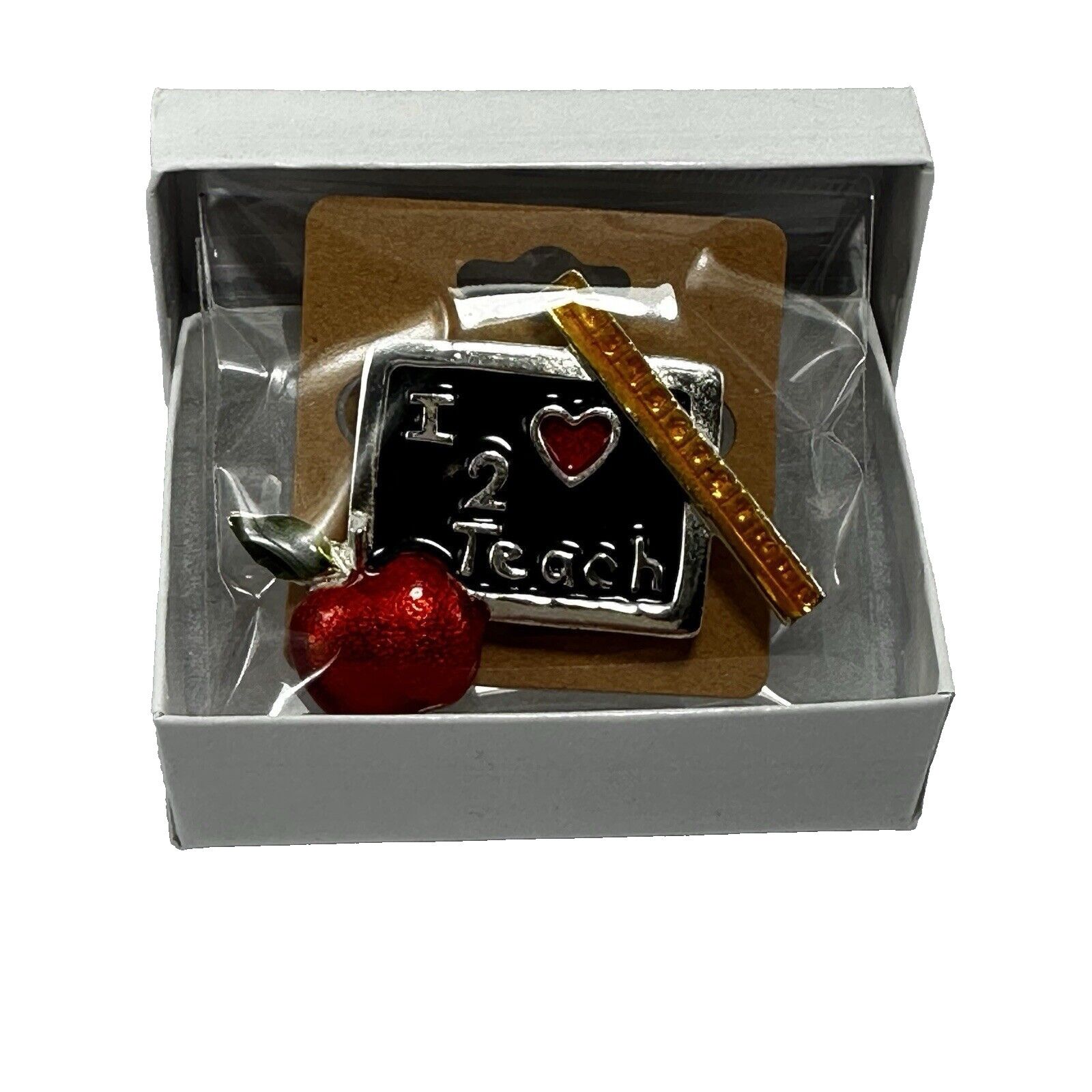 Other I Love 2 Teach Apple Teacher Brooch Pin Button Appreciation Size ONE SIZE - 2 Thumbnail