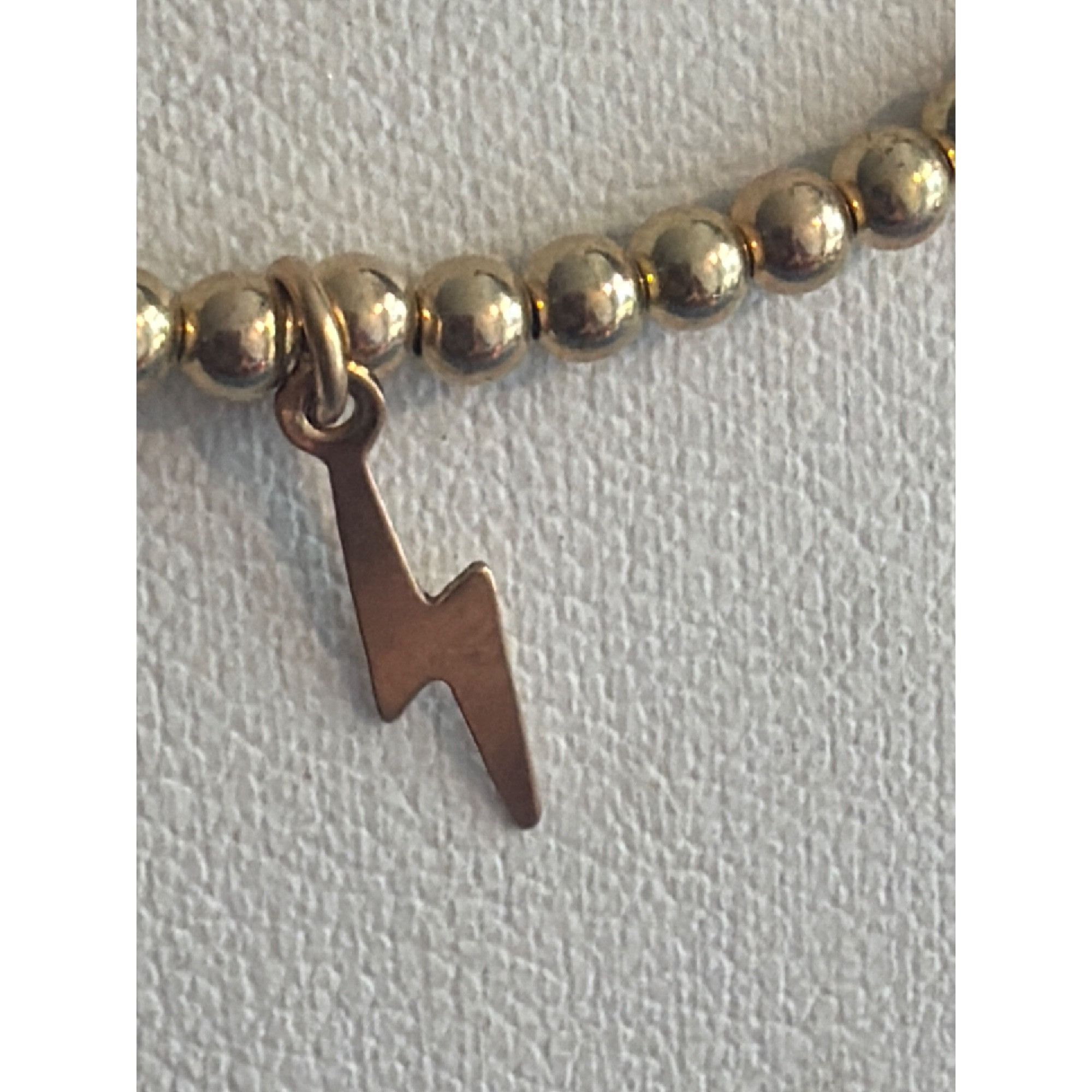 Other 14K Gold Filled Beaded Necklace Lightning Bolt Charm Collar Size ONE SIZE - 2 Thumbnail
