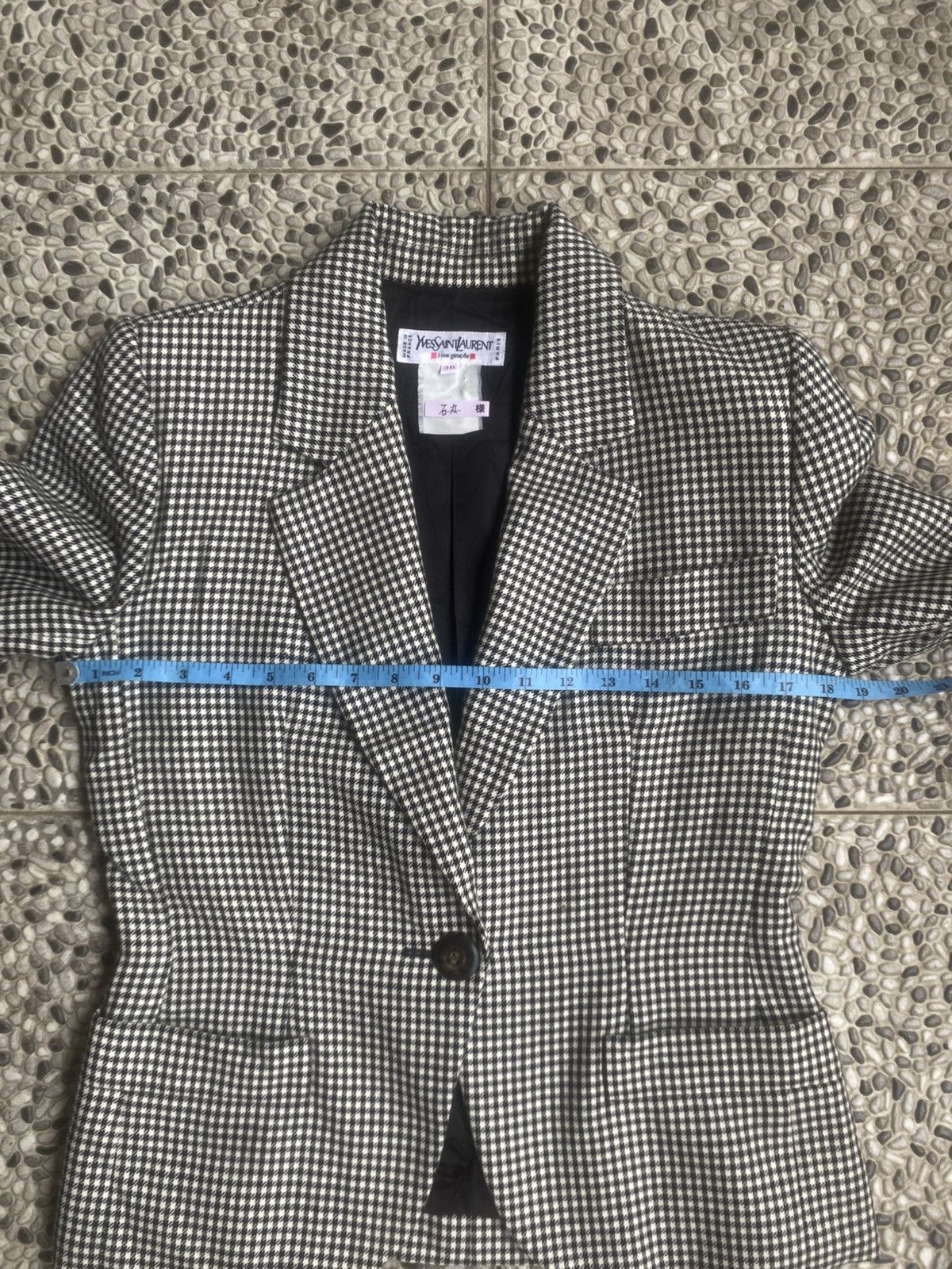Yves Saint Laurent Vintage YSL Rive Gauche Houndstooth Blazer Made in France Size XS / US 0-2 / IT 36-38 - 9 Thumbnail