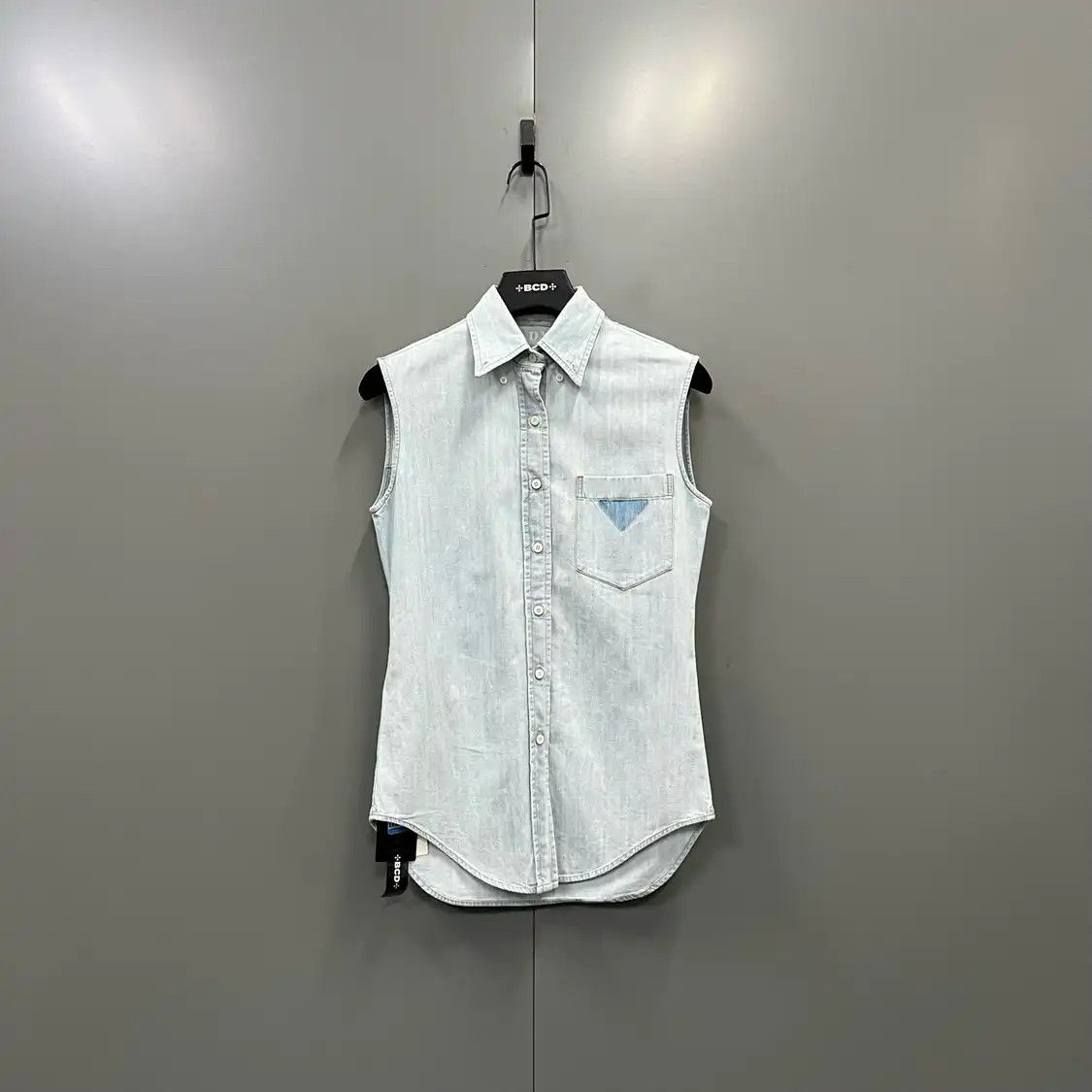 Prada One Size Summer Blue Cotton Women's Short Sleeve Short Shirt, Women's