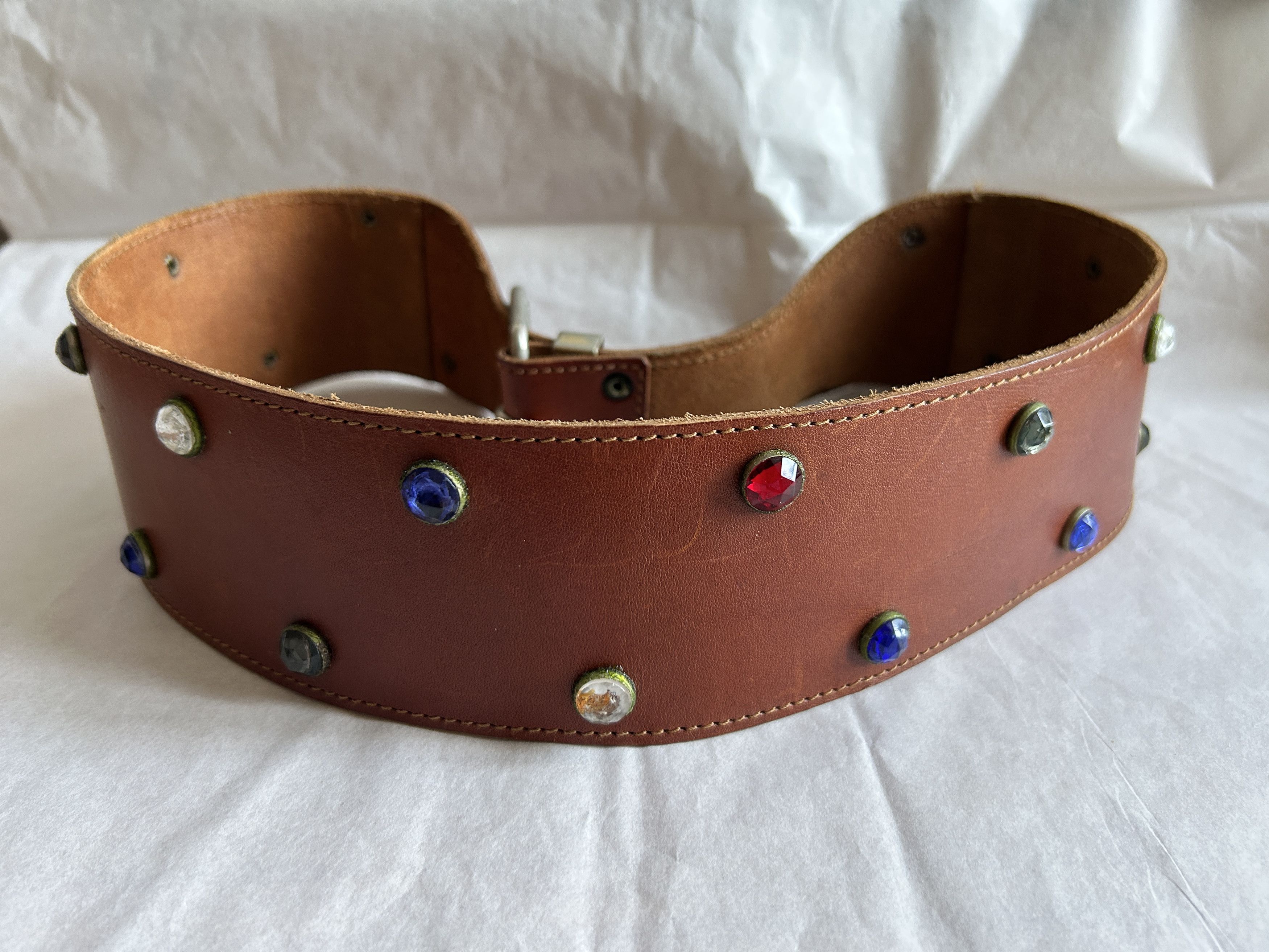Vintage Vintage 90s Brown Leather Wide Waist Belt Size ONE SIZE - 7 Thumbnail