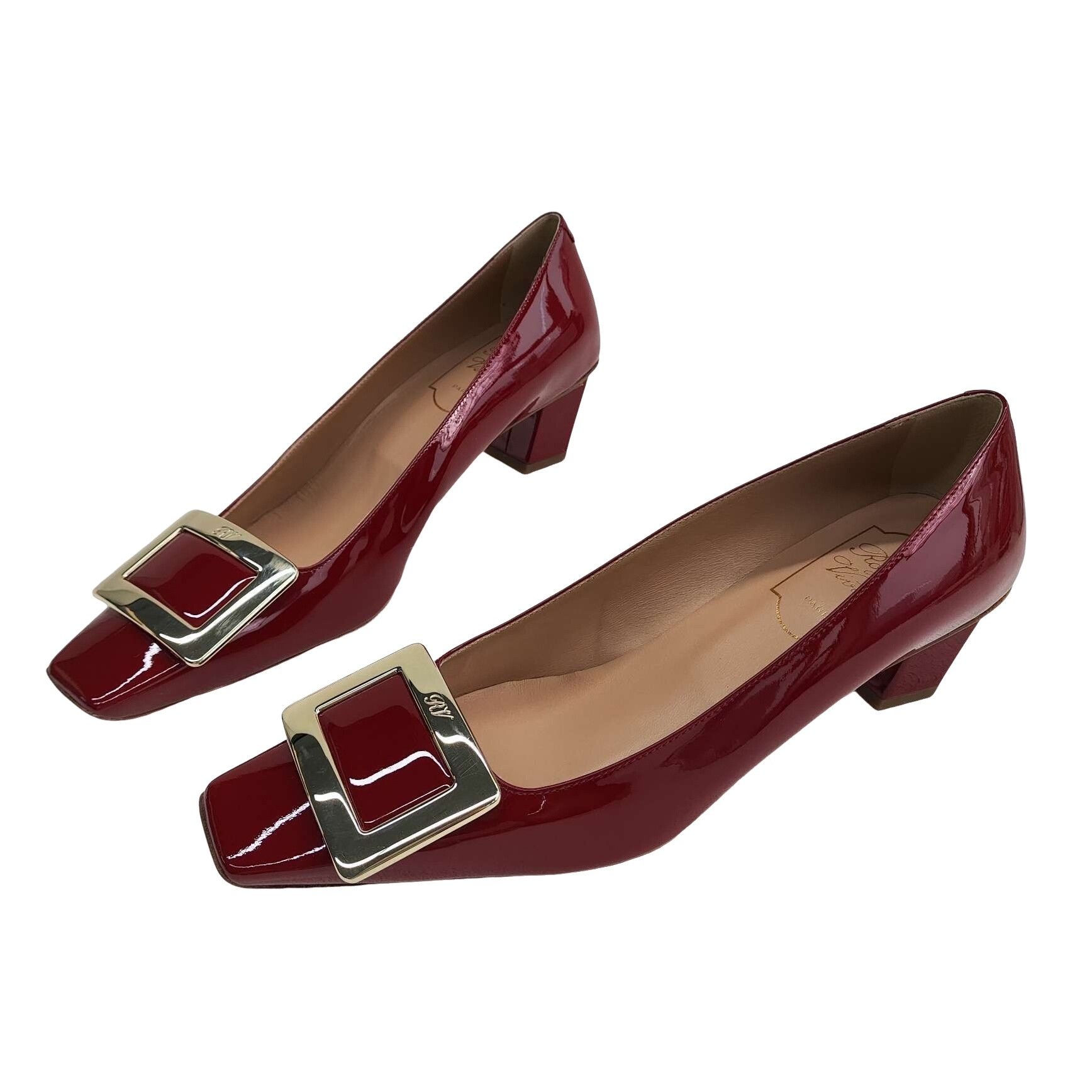Roger Vivier Roger Vivier Red Patent Leather Belle Pumps Size 37.5 Size US 7.5 / IT 37.5 - 1 Thumbnail