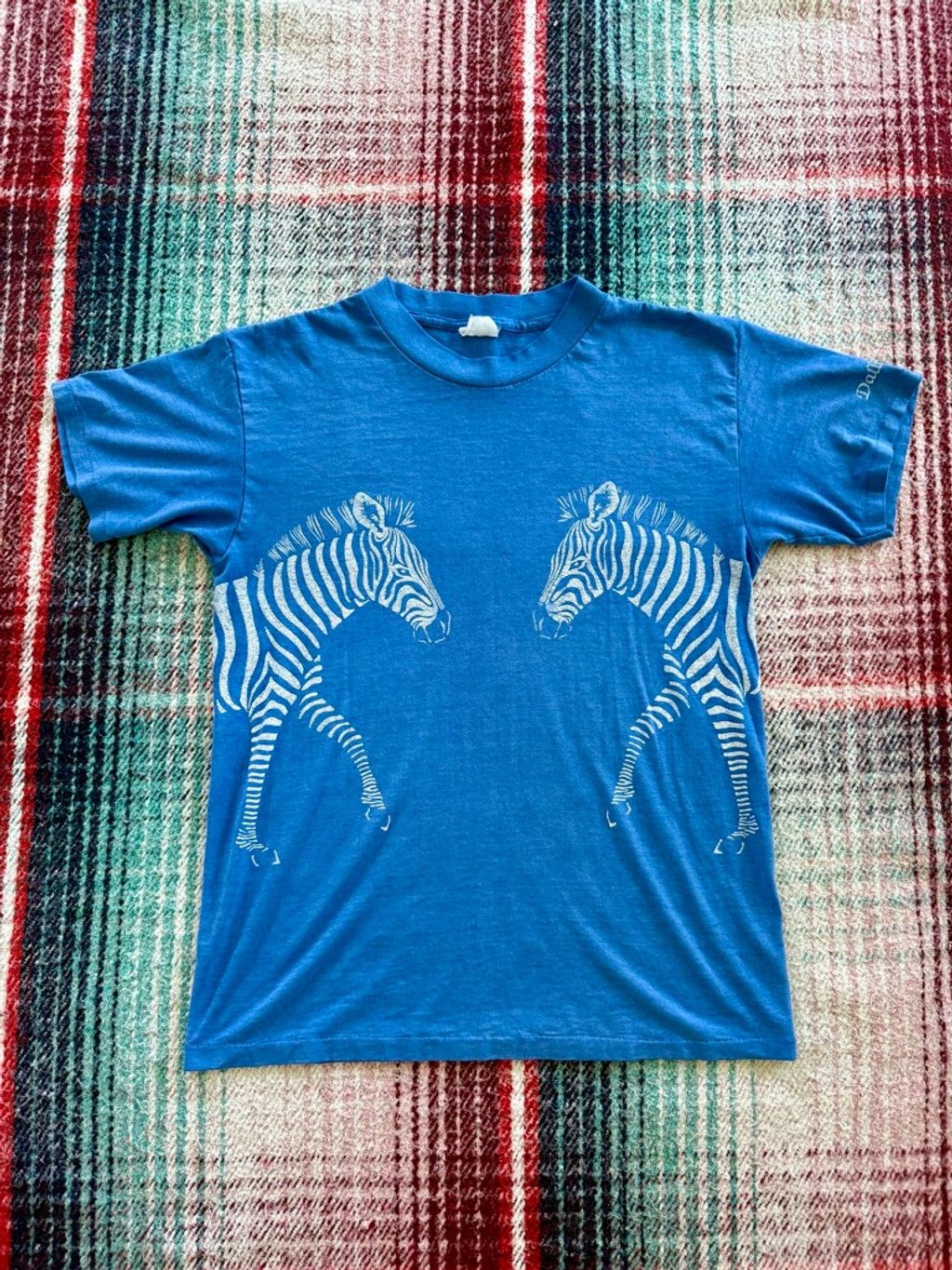 Vintage 80s Dallas Texas Zoo Blue Zebra Tee M Size US M / EU 48-50 / 2 - 1 Thumbnail