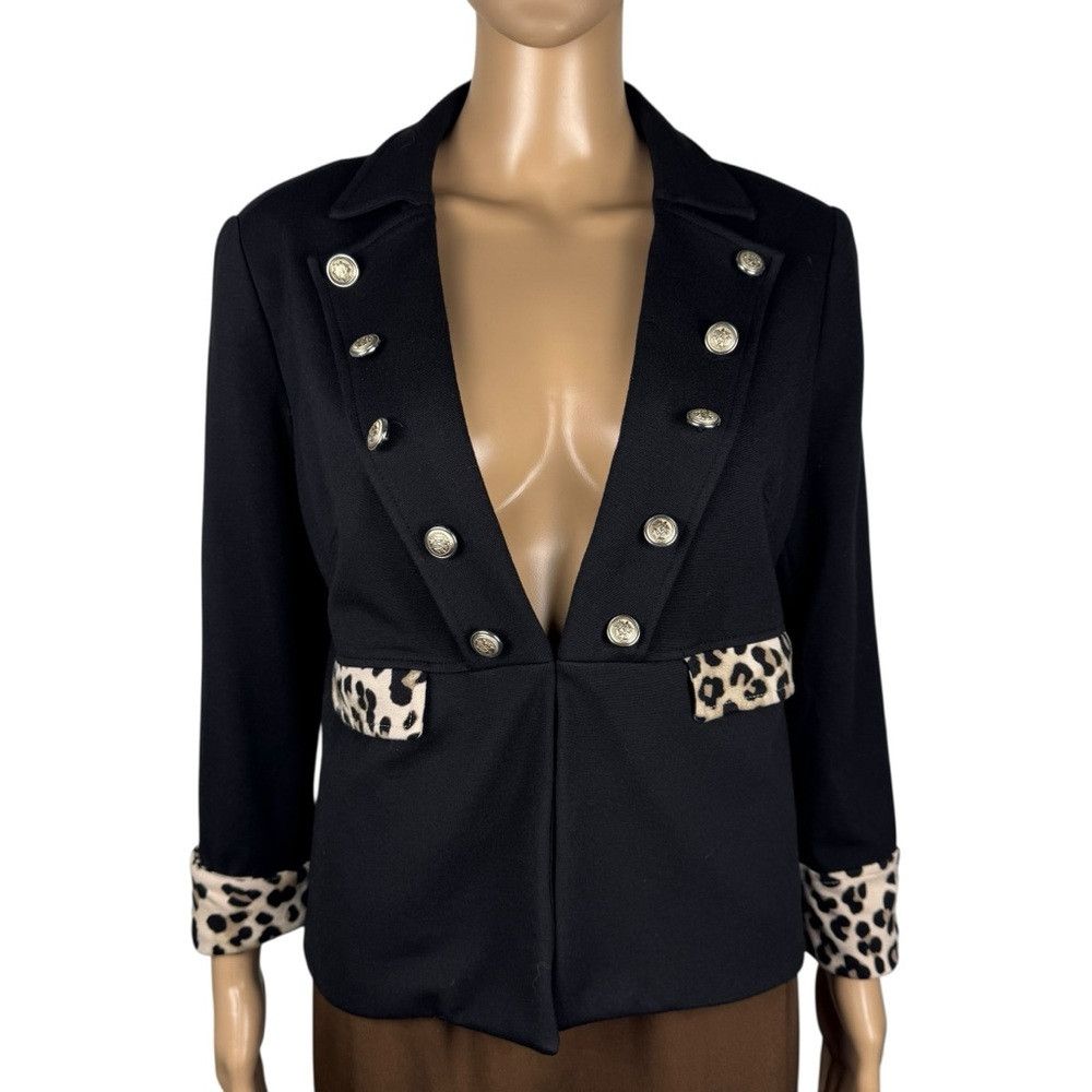 Chicos Chico's Animal Print Trimmed Blazer Jacket Size 1 US M Size M / US 6-8 / IT 42-44 - 1 Thumbnail