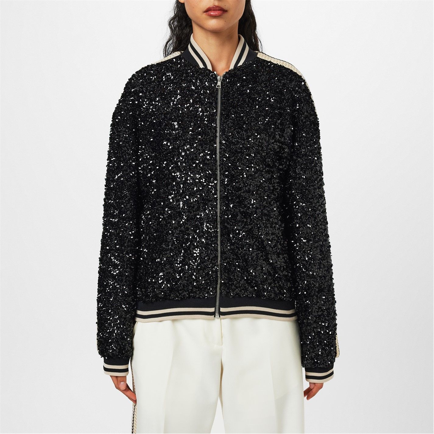 Palm Angels o1g2r1mq0325 Soiree Sequined Bomber Jacket Size M / US 6-8 / IT 42-44 - 3 Thumbnail