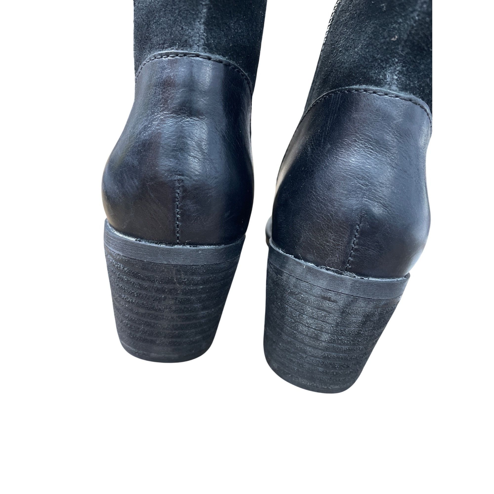 Born Born Womens Black Leather Suede Knee High Boots Size 7M SKU Size US 7 / IT 37 - 9 Thumbnail