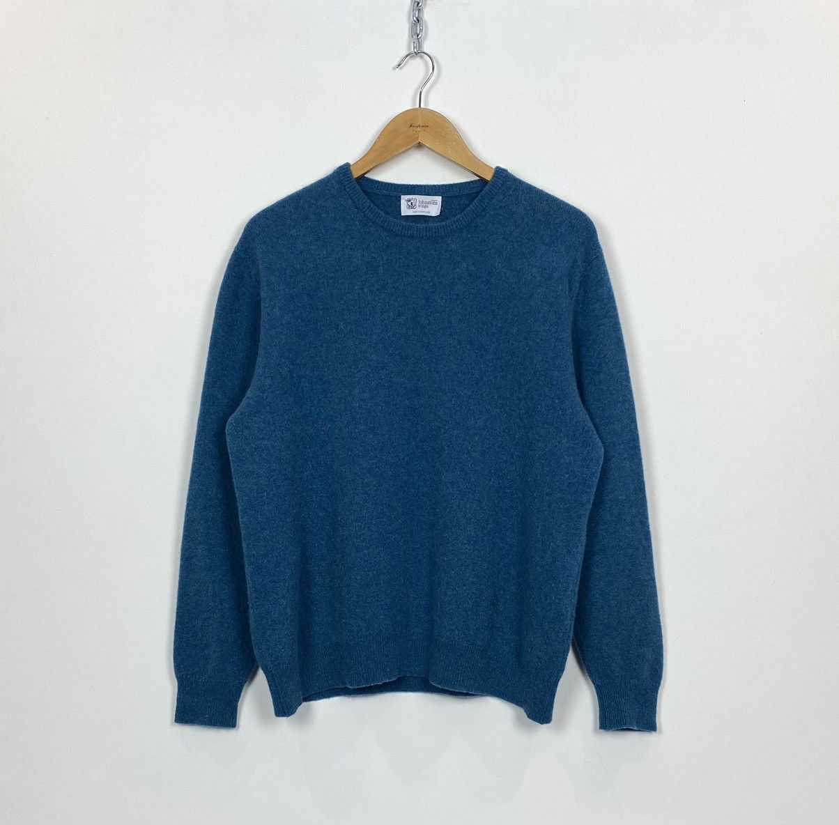 image of Johnstons Of Elgin Johnston Of Elgin 100% Wool Sweater Jumper Men’S Size 48” in Blue, Men's