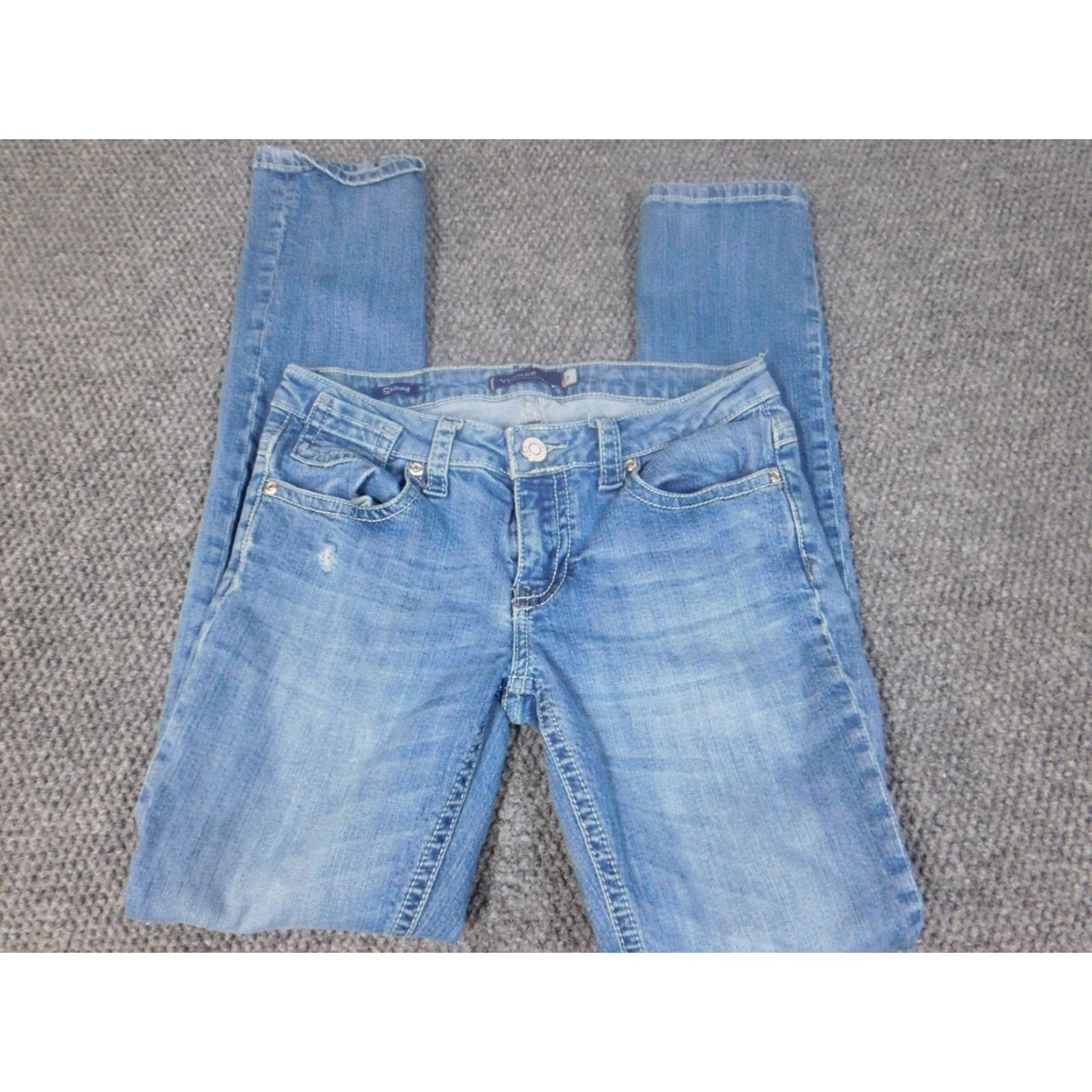 Vintage VIGOSS Skinny Jeans Womens 3 blue Denim Crop Pockets Zipper Size 26" / US 2 / IT 38 - 2 Thumbnail