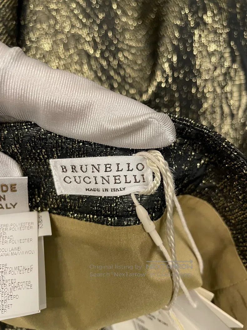 Brunello Cucinelli Brunello Cucinelli Military Green Gold Metallic Polyester Size 27" / US 4 / IT 40 - 3 Thumbnail
