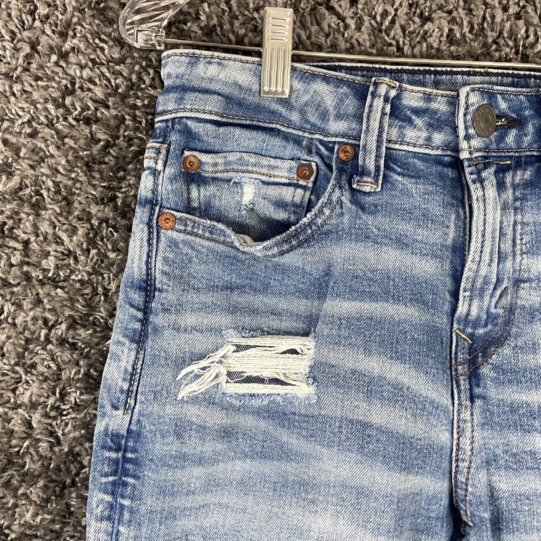 American Eagle Outfitters AMERICAN EAGLE AIRFLEX Athletic Distressed Skinny Jeans Adult 28x27 Blue Mens Size US 28 / EU 44 - 5 Thumbnail
