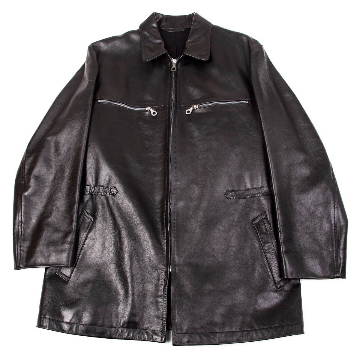 Yohji Yamamoto Leather Coat Black AW 98 | Grailed