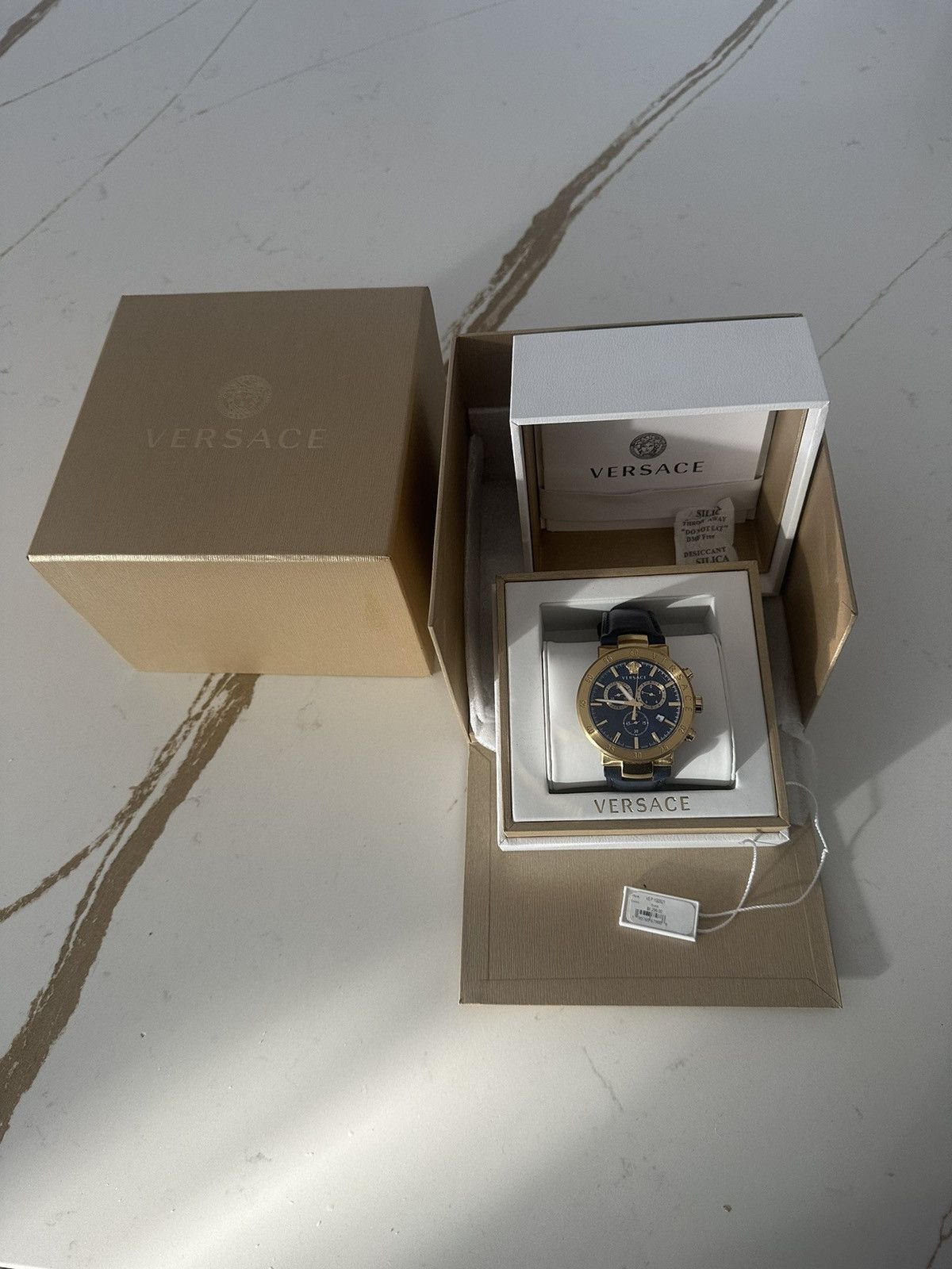 image of NWT Versace Chrono Signature Men’S Watch in Navy, Men's