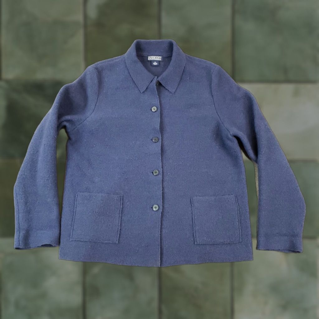 Lands' End Lands' End Coat Womens Size 10 Regular Blue Front Button Collared Wool Casual Size L / US 10 / IT 46 - 1 Thumbnail