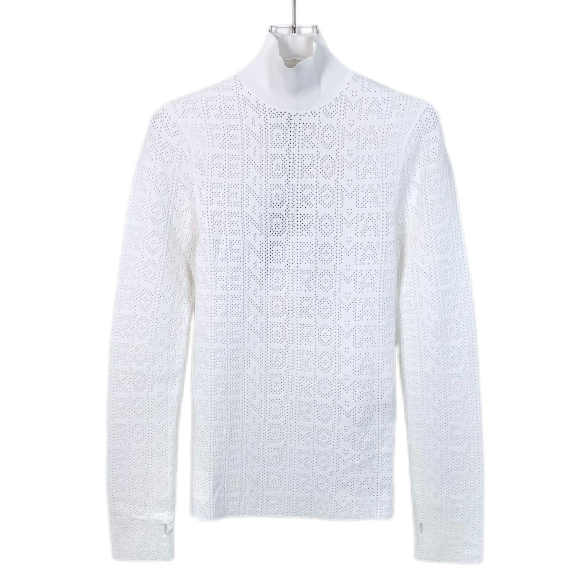 Fendi Fendi White Logo Full Print Hollow-Out Long Sleeve Shirt Siz Size M / US 6-8 / IT 42-44 - 1 Thumbnail