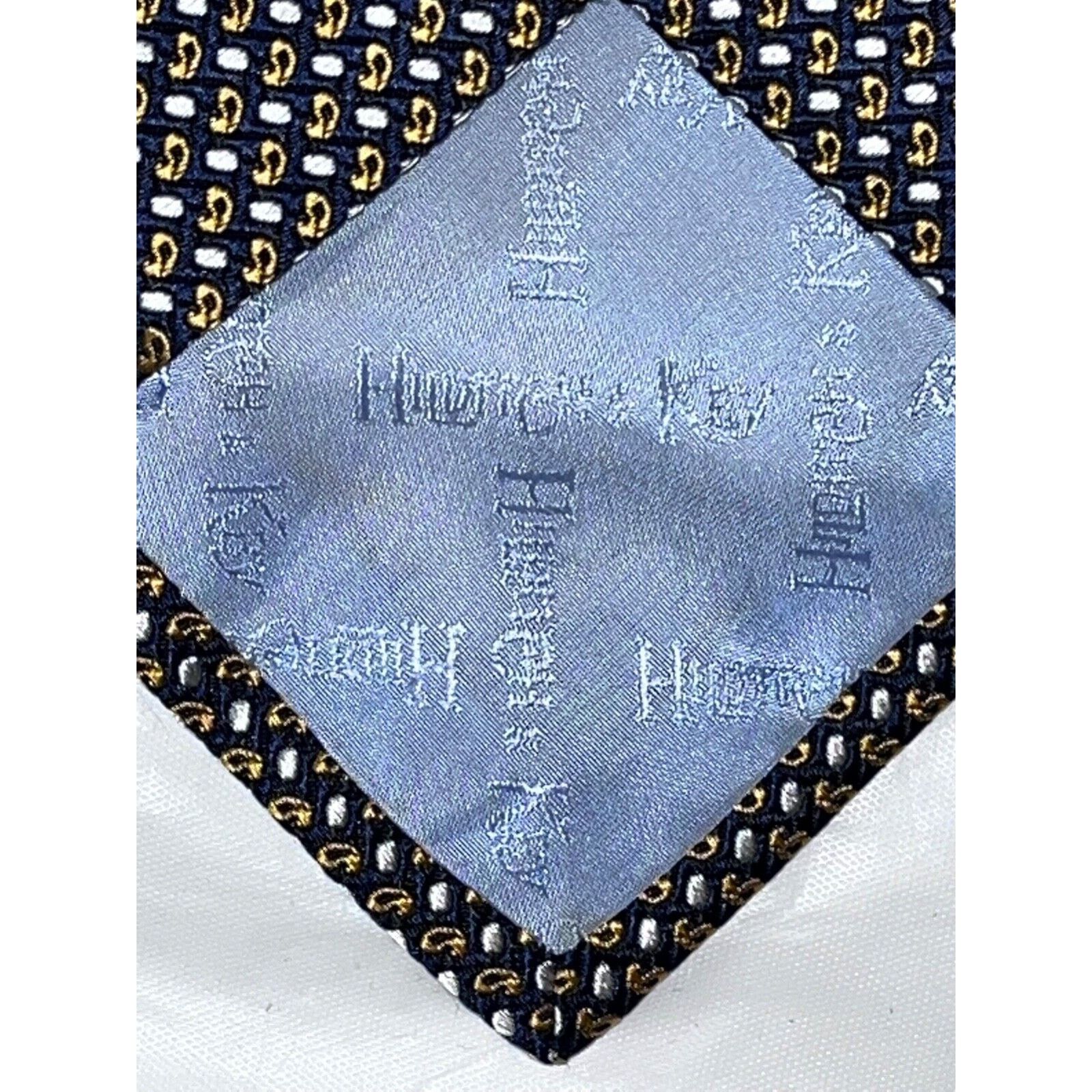 Hilditch & Key London Silk Tie Black Gold Geometric, Men's — image 6 of 6
