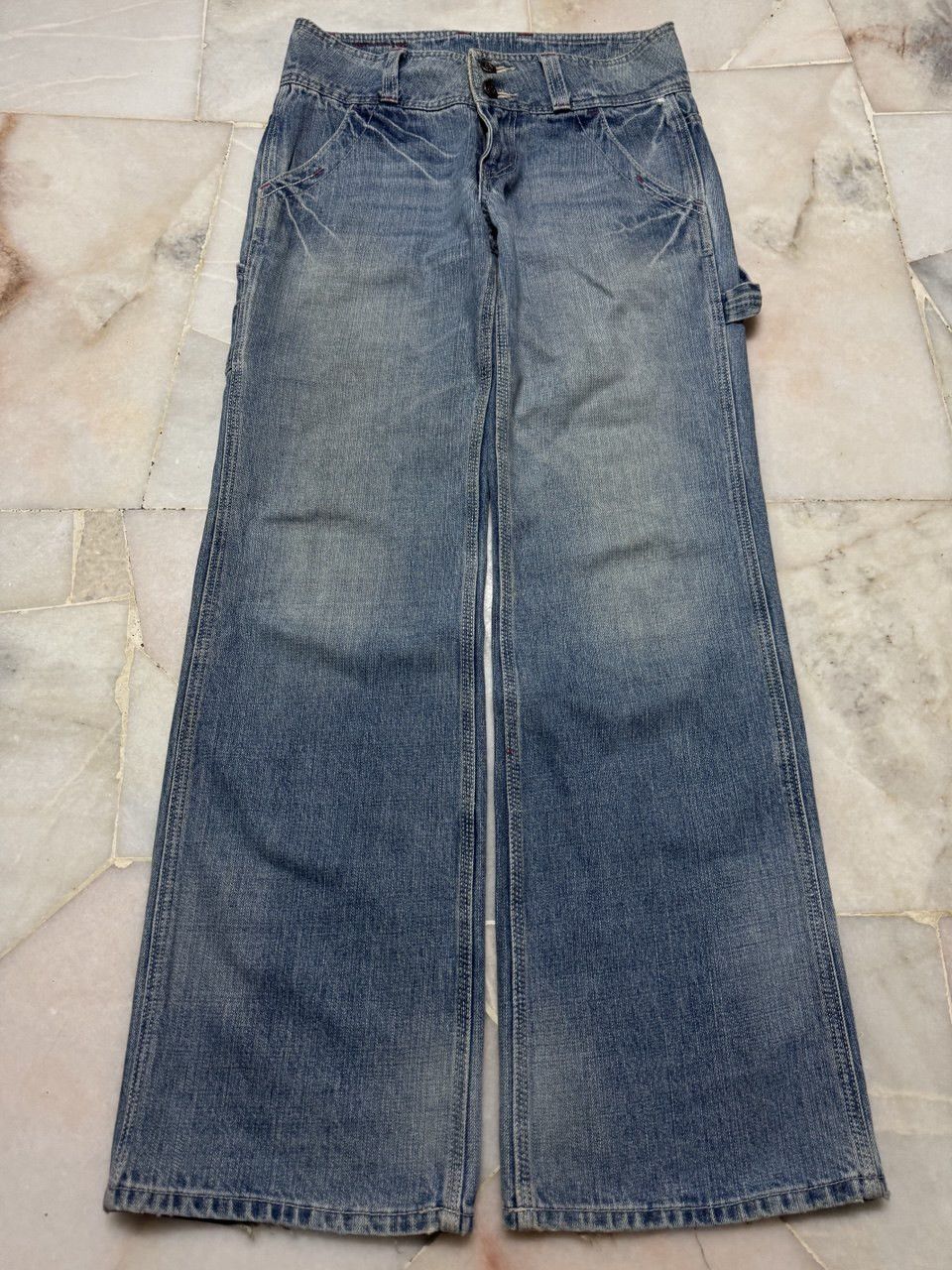 Japanese Brand 💥Sick💥90s style Japanese Mudwash Carpenter Pants Baggy Flare Size US 28 / EU 44 - 2 Thumbnail