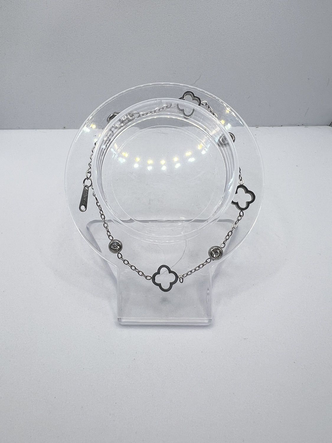 Jewelry Flower Silver Chain Bracelet with Czs Size ONE SIZE - 3 Thumbnail