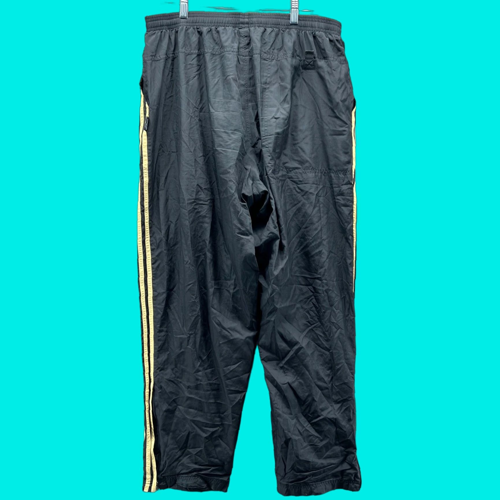 Adidas VINTAGE adidas Pants Men 2XL Black Yellow Windbreaker Trefoil Zip Track Pants Size US 39 - 1 Thumbnail