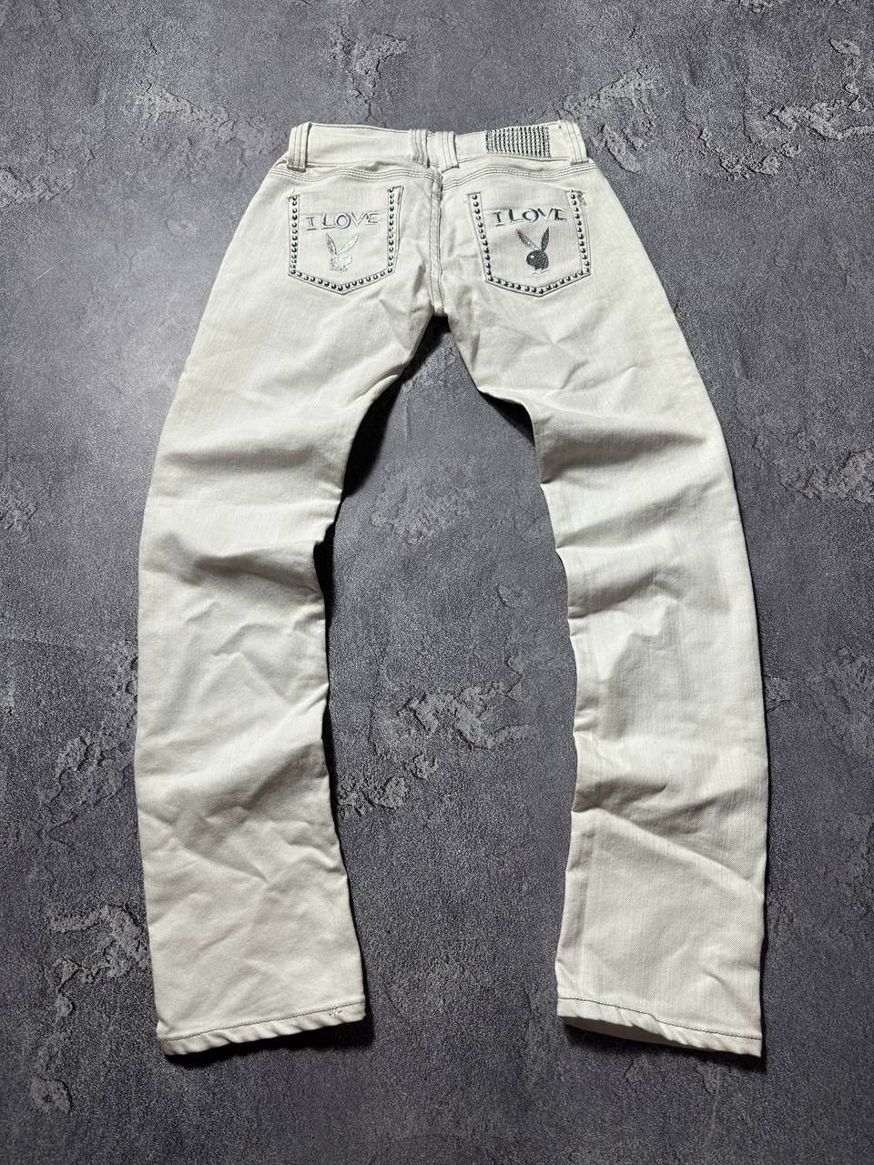 If Six Was Nine × Le Grande Bleu (L.G.B.) × Playboy 💥CRAZY SKINNY PLAYBOY PANTS WHITE Size 28" / US 6 / IT 42 - 3 Thumbnail