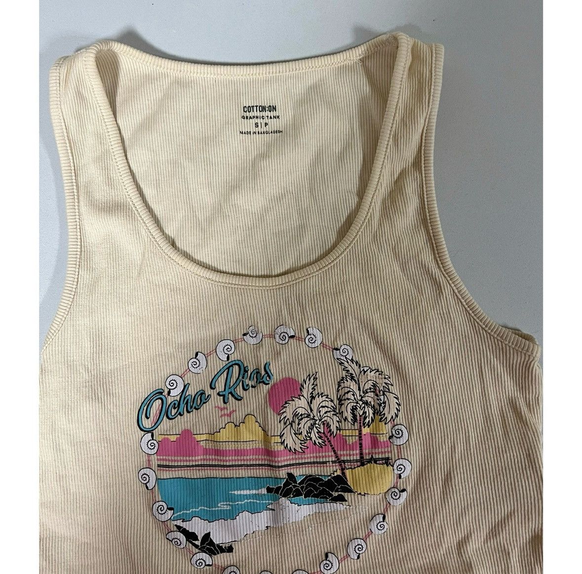 Cotton On Tan ‘Ocho Rios, Jamaica’ Beach Graphic Crop Top Shirt Size S Size S / US 4 / IT 40 - 3 Thumbnail