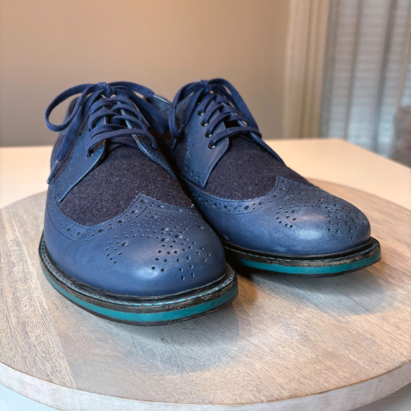 Cole Haan Cole Haan Men’s Wingtip Blue Leather Suede Dress Shoes Sz 9 Size US 9 / EU 42 - 5 Thumbnail