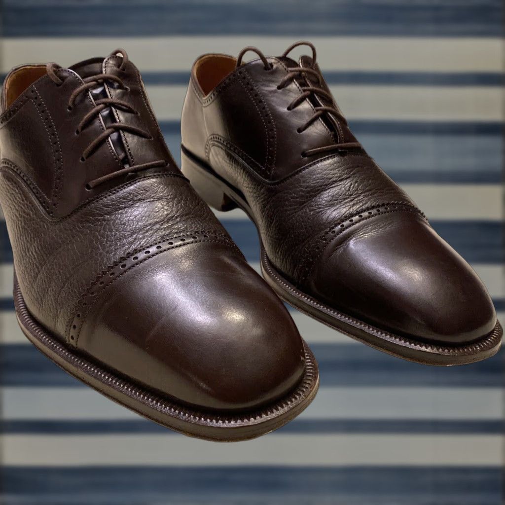 VINTAGE Magnanni Brown Oxford Shoes Men Size 10M Leather Cap Toe Dress Leather Outsole