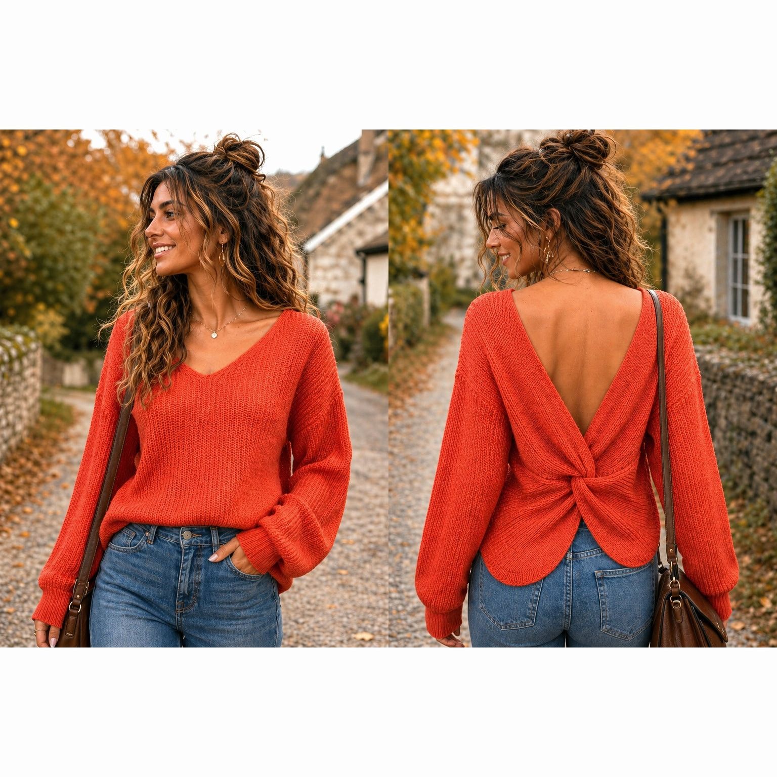 Other Reversible Twisted Knit Long Sleeve Fall Sweater Orange M Size M / US 6-8 / IT 42-44 - 1 Thumbnail