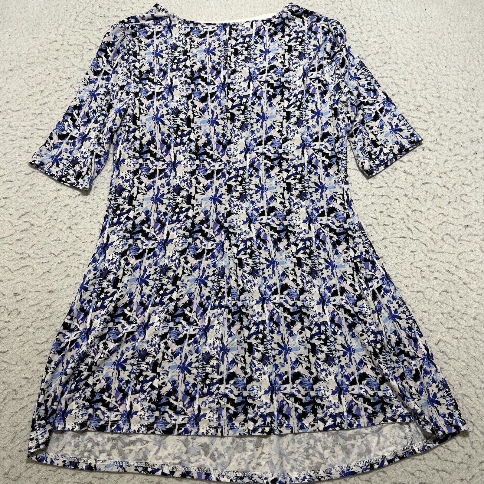 Other Lysse Short Sleeve Blue White Floral A-Line Dress Stretch Size S / US 4 / IT 40 - 9 Thumbnail
