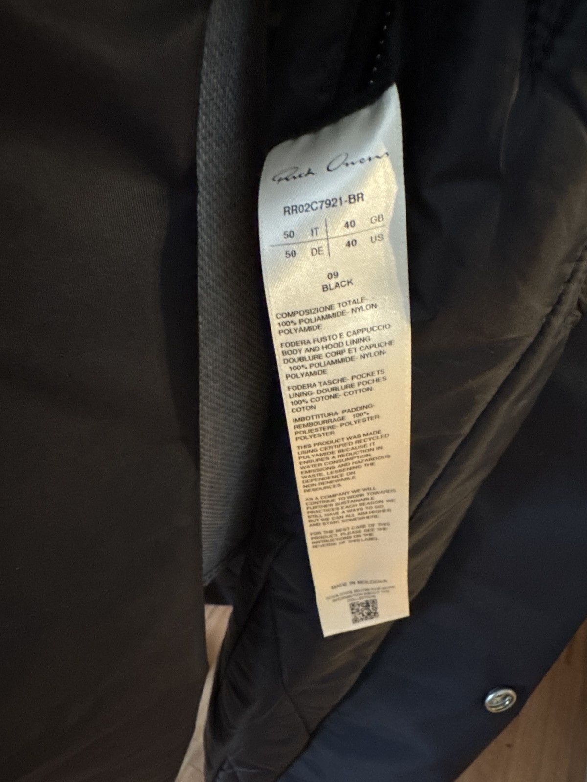 Rick Owens RICK OWENS MEN RR02C7921 BR HOODED LINER COAT BLACK Size US M / EU 48-50 / 2 - 8 Thumbnail