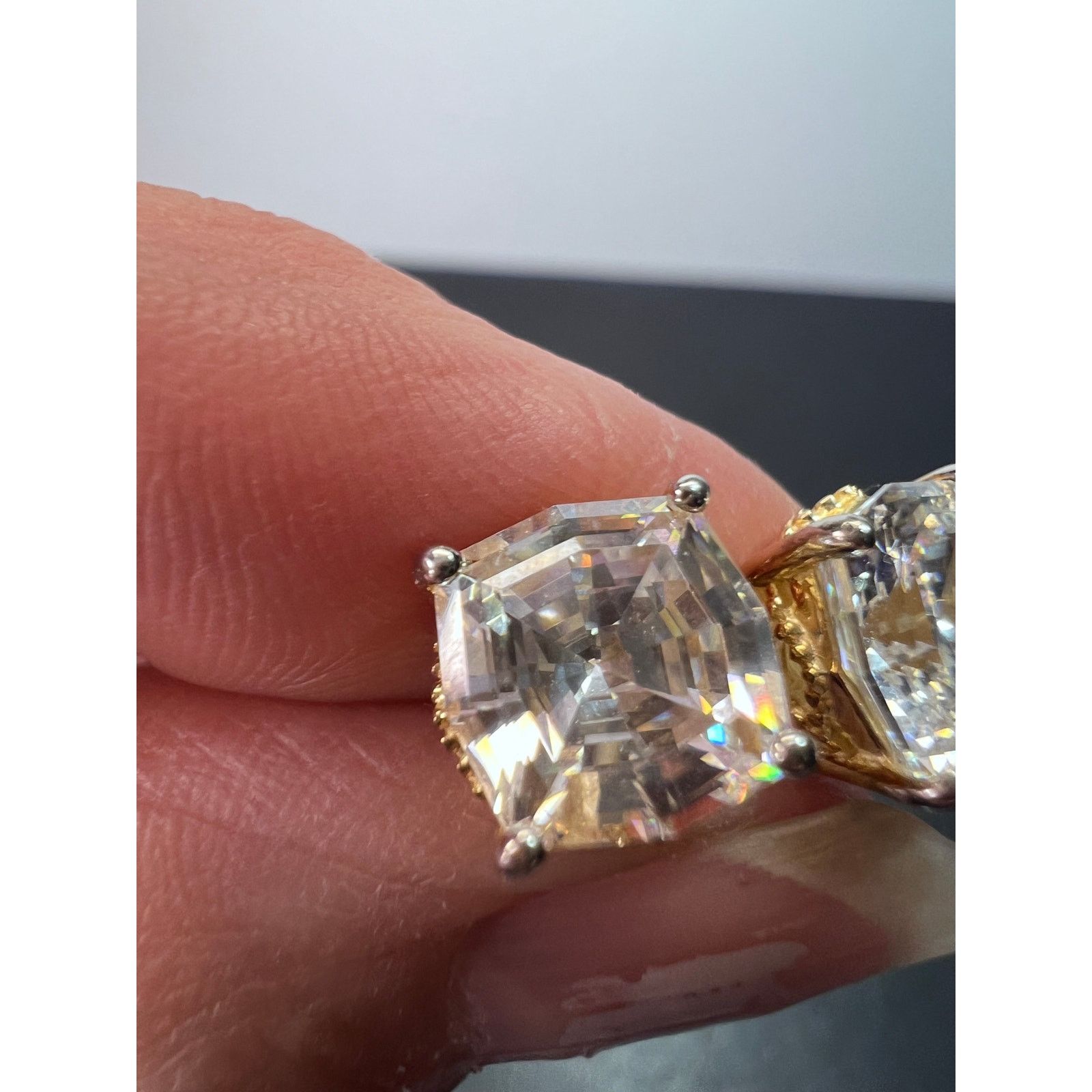 Other CZ radiant square YG vermeil stud earrings Size ONE SIZE - 2 Thumbnail