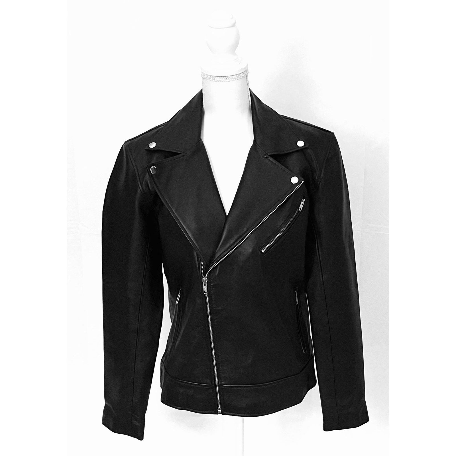 & Other Stories Marco Leather Moto Biker Jacket Size US L / EU 52-54 / 3 - 3 Thumbnail