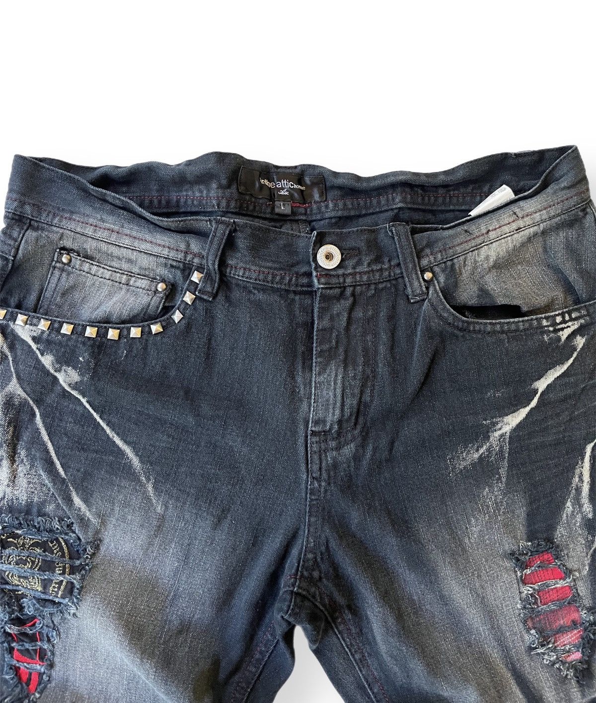 In The Attic In The Attic Distressed Patchwork Flared Jeans 🇯🇵 Size US 32 / EU 48 - 2 Thumbnail