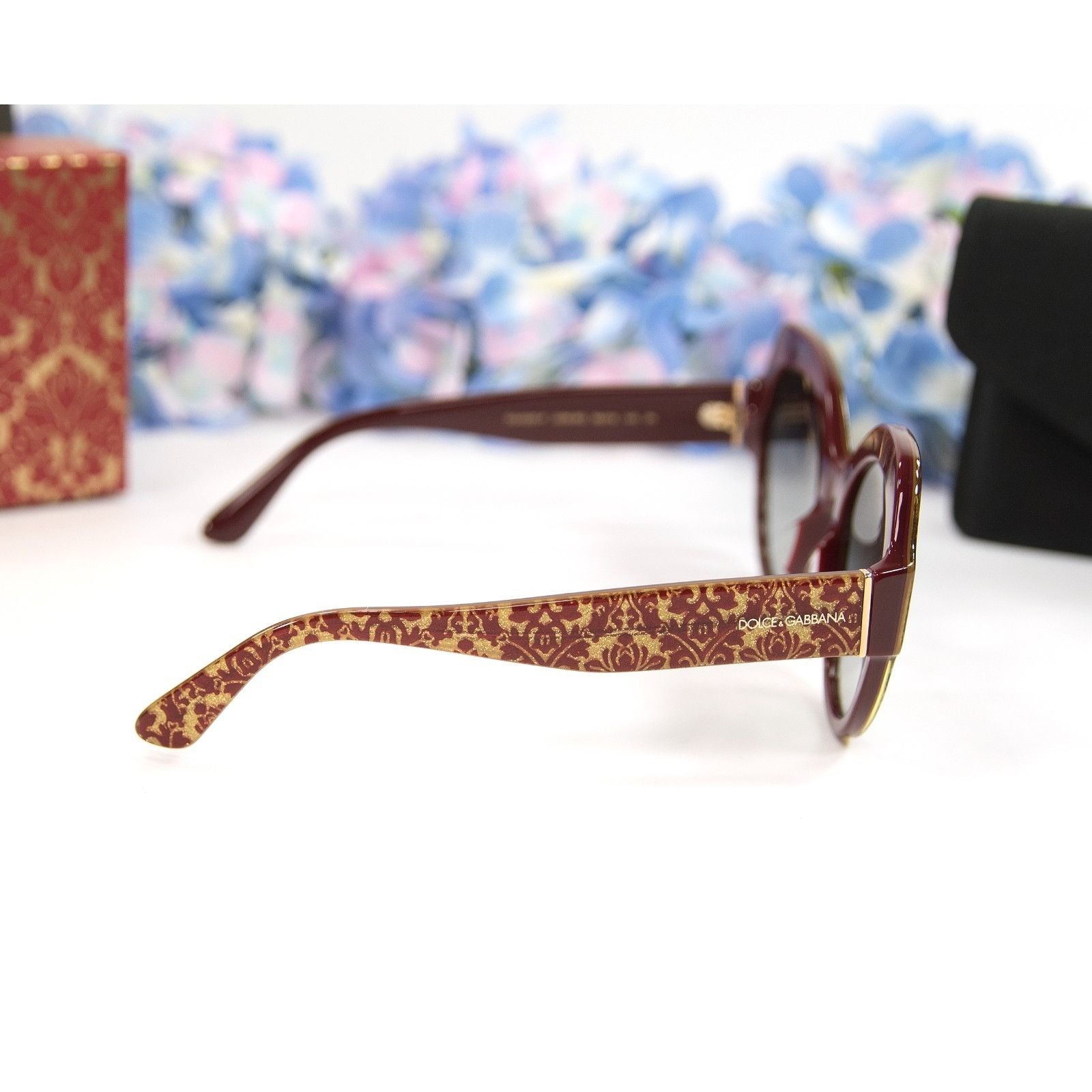 Dolce & Gabbana Dolce & Gabbana DG4320 Red Gold Milano Round Logo Acrylic Su Size ONE SIZE - 7 Thumbnail
