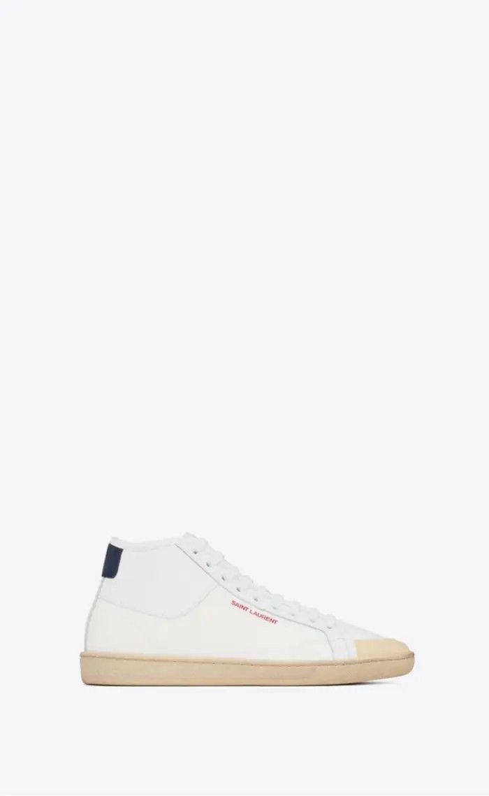 Saint Laurent Paris o1bcso1str1124 Court Classic Sl/39 Mid Top Sneakers in White Size US 10 / IT 40 - 1 Thumbnail