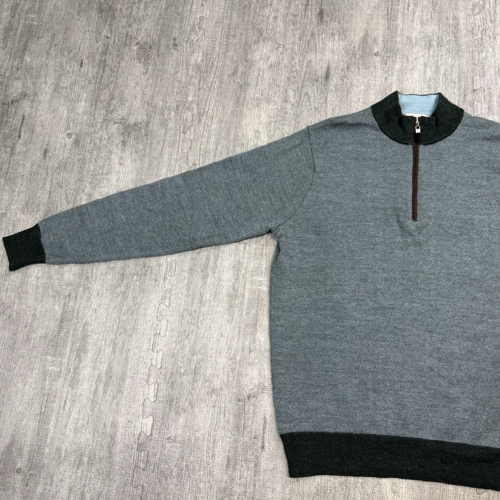 Peter Millar Peter Millar Sweater Mens L Blue Merino Wool 1/4 Zip Mock Neck Preppy Classic Golf Mens Size US L / EU 52-54 / 3 - 3 Thumbnail