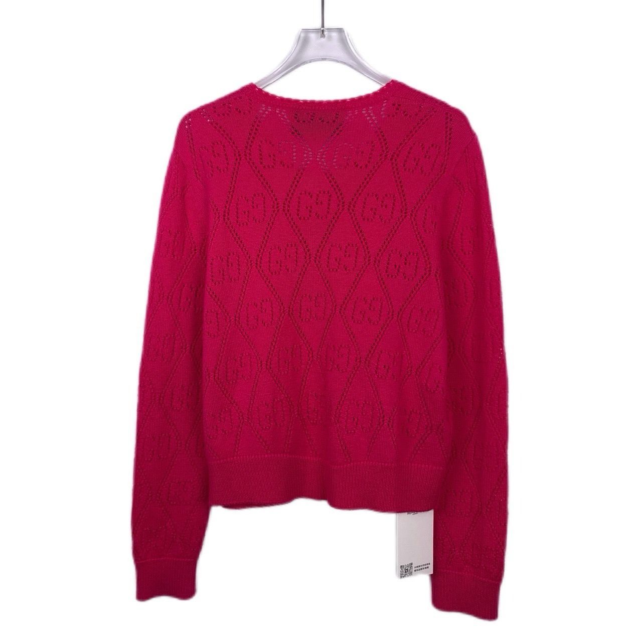 Gucci Gucci Double G Logo Cut-Out Design Hot Pink Wool Knitted Car Size S / US 4 / IT 40 - 6 Thumbnail