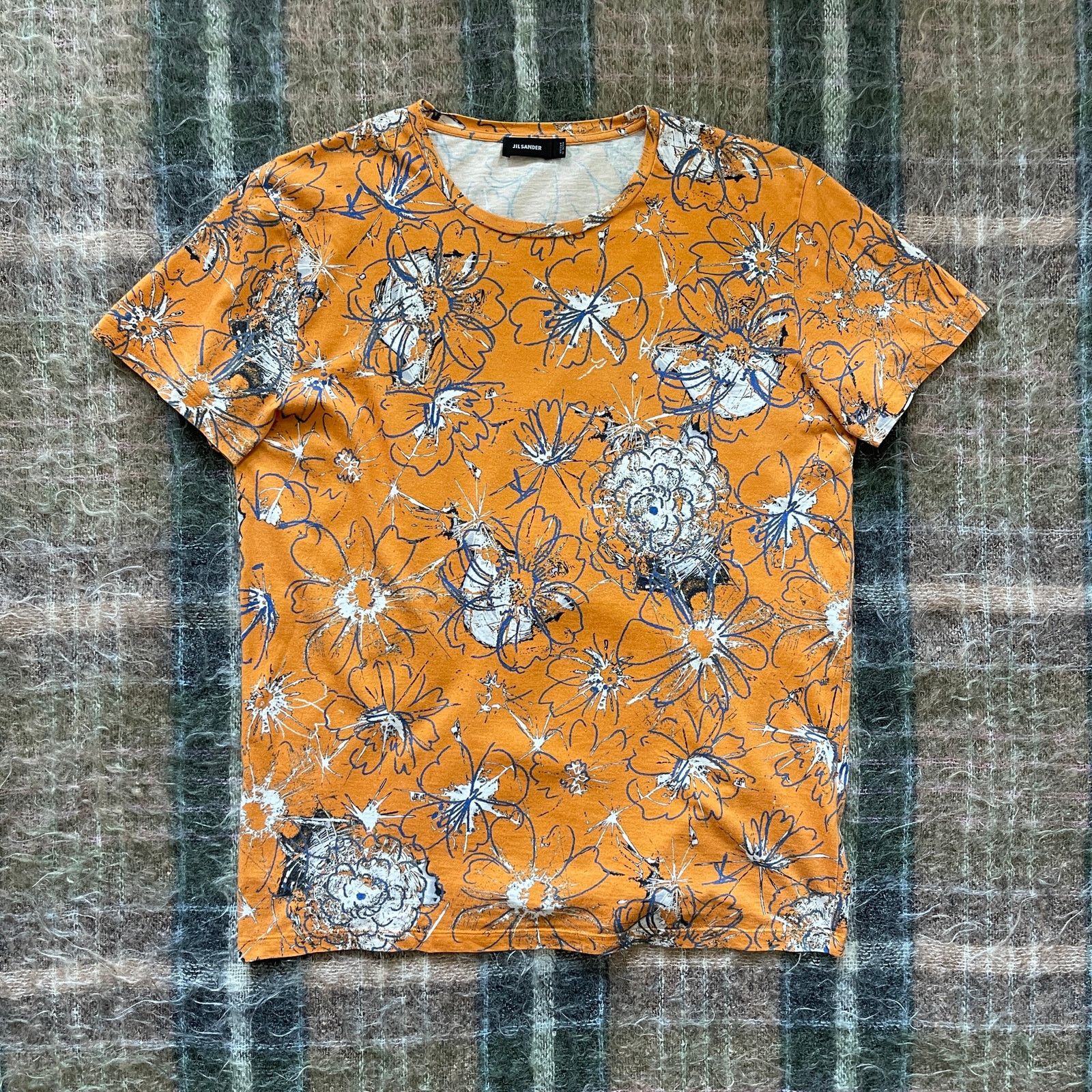 Jil Sander Jil Sander Orange Floral Print T-Shirt Size US L / EU 52-54 / 3 - 1 Thumbnail