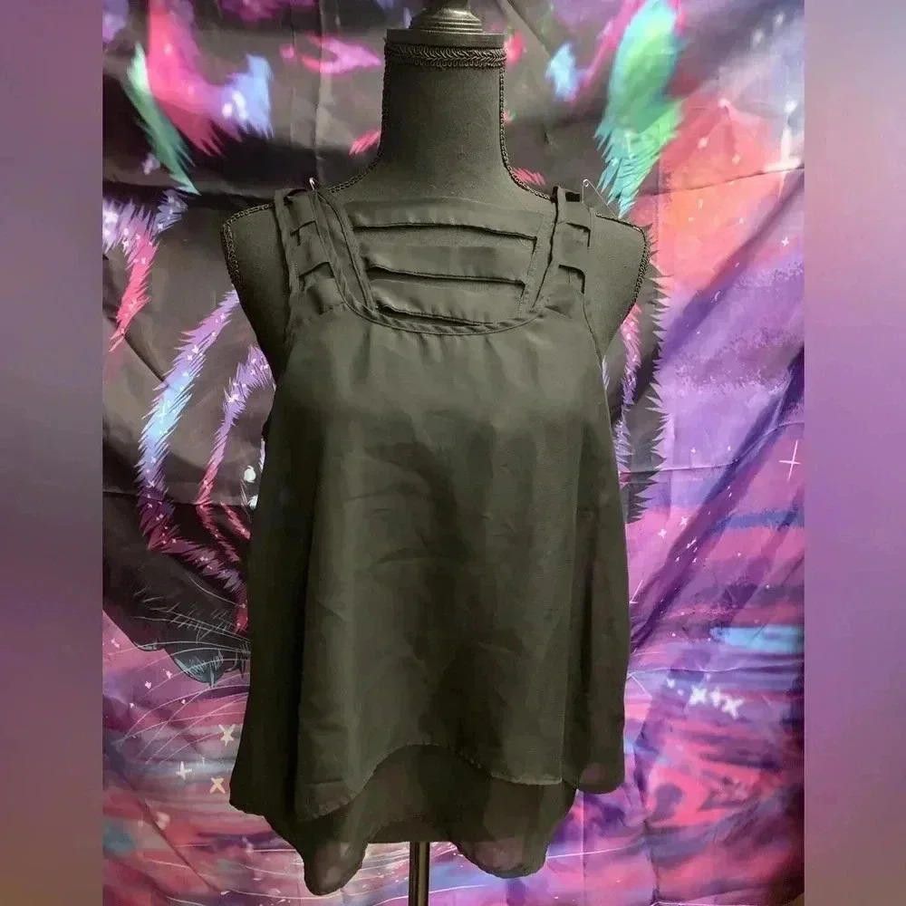 Designer Chic Black Strappy Tank Top Size S / US 4 / IT 40 - 1 Thumbnail