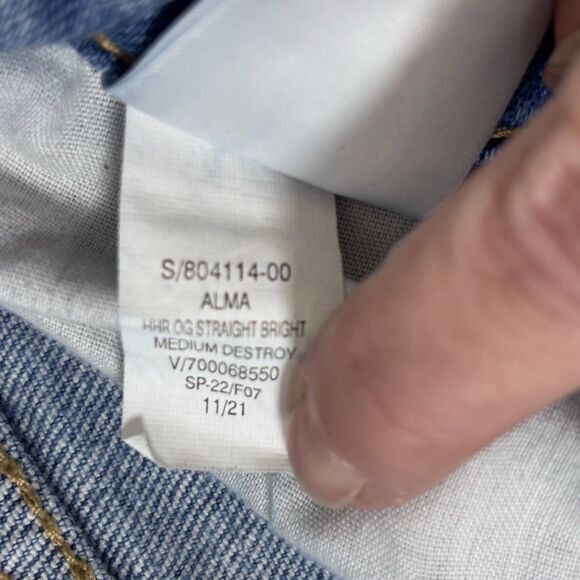 Old Navy Old Navy High Rise Straight Jean Women Blue Distressed 6 Size 28" / US 6 / IT 42 - 10 Thumbnail